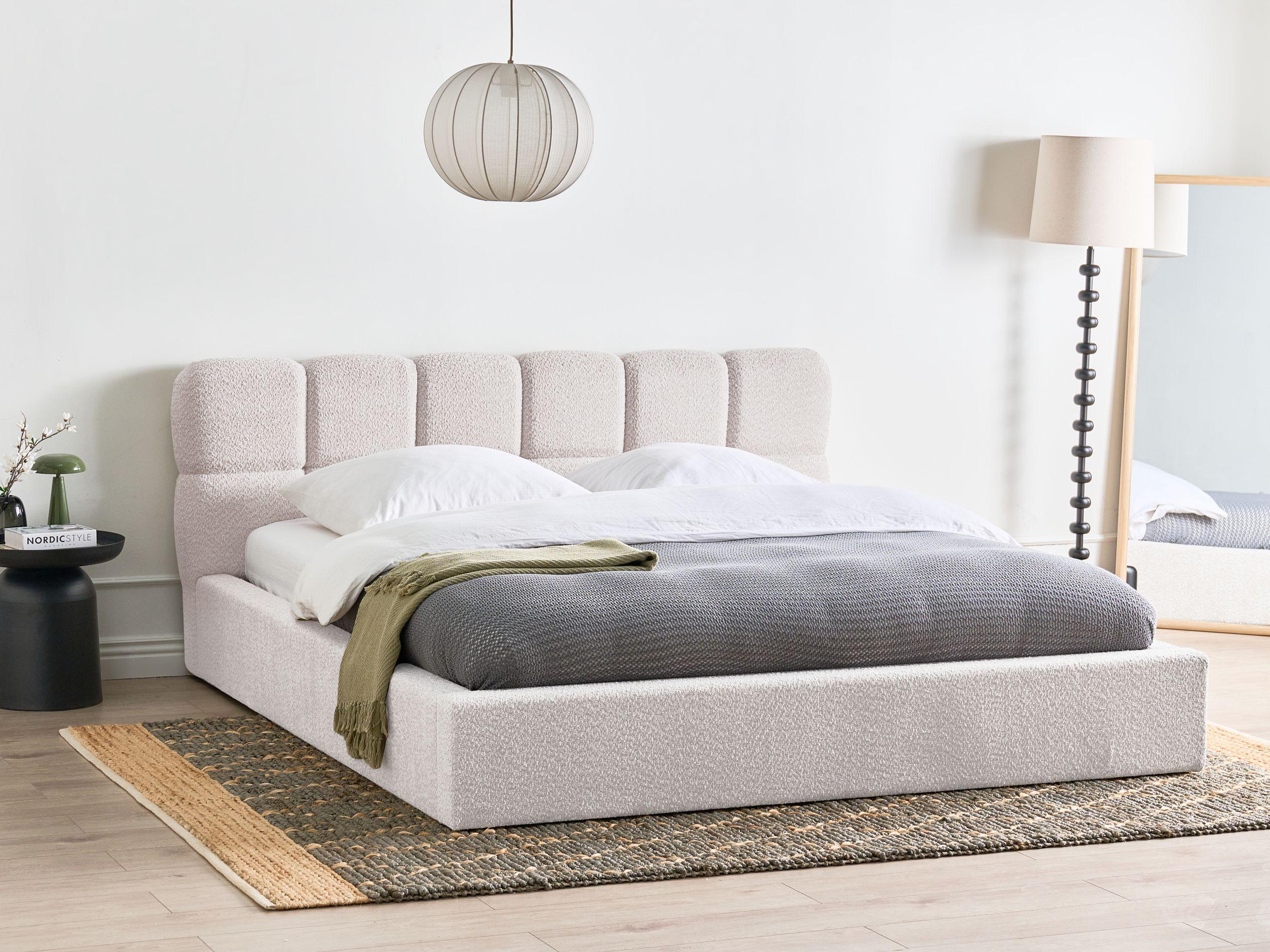 Beliani Bett mit Stauraum aus Bouclé Modern BASTON