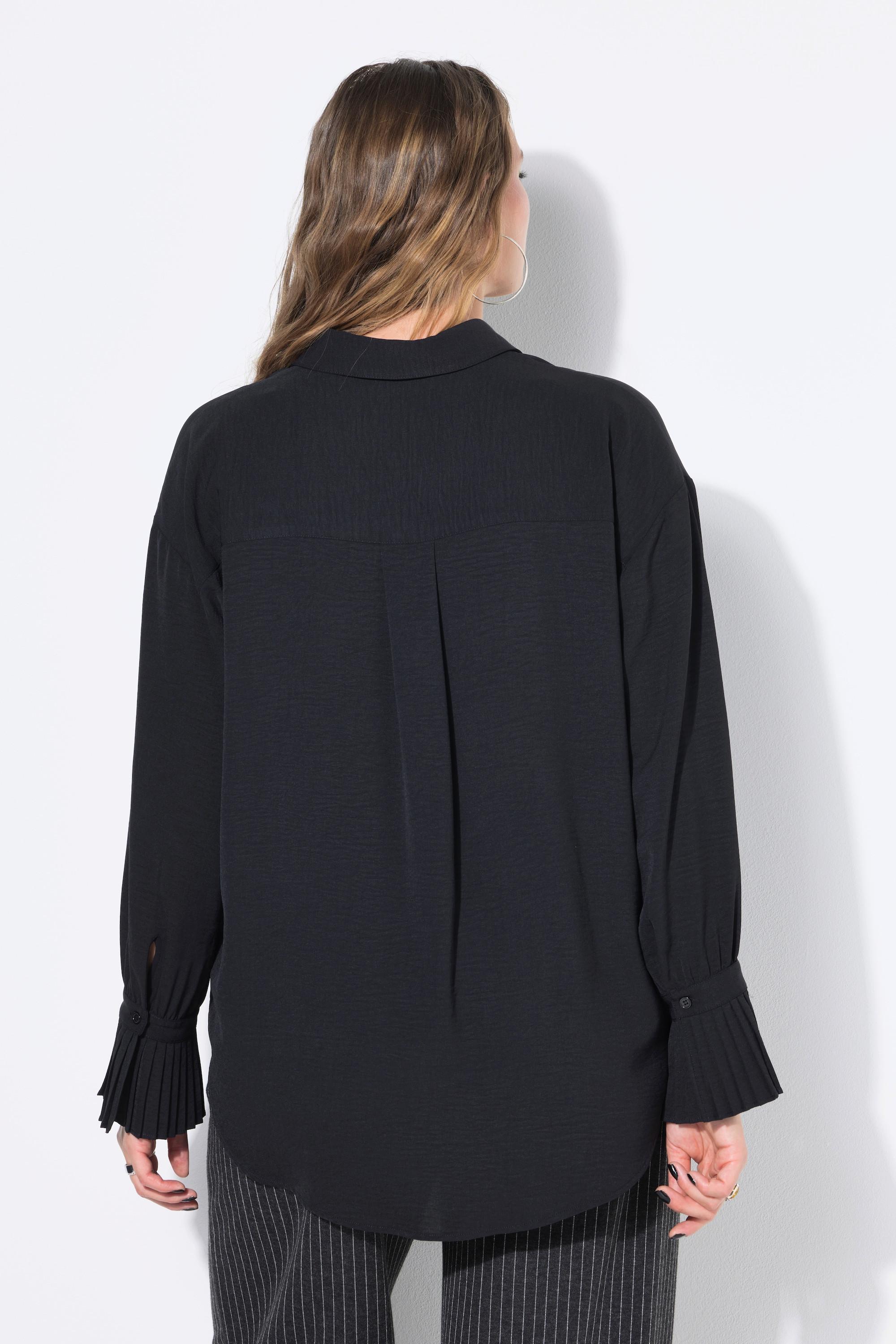 Studio Untold Hemdbluse, oversized, Krepp, Plissee-Manschetten
