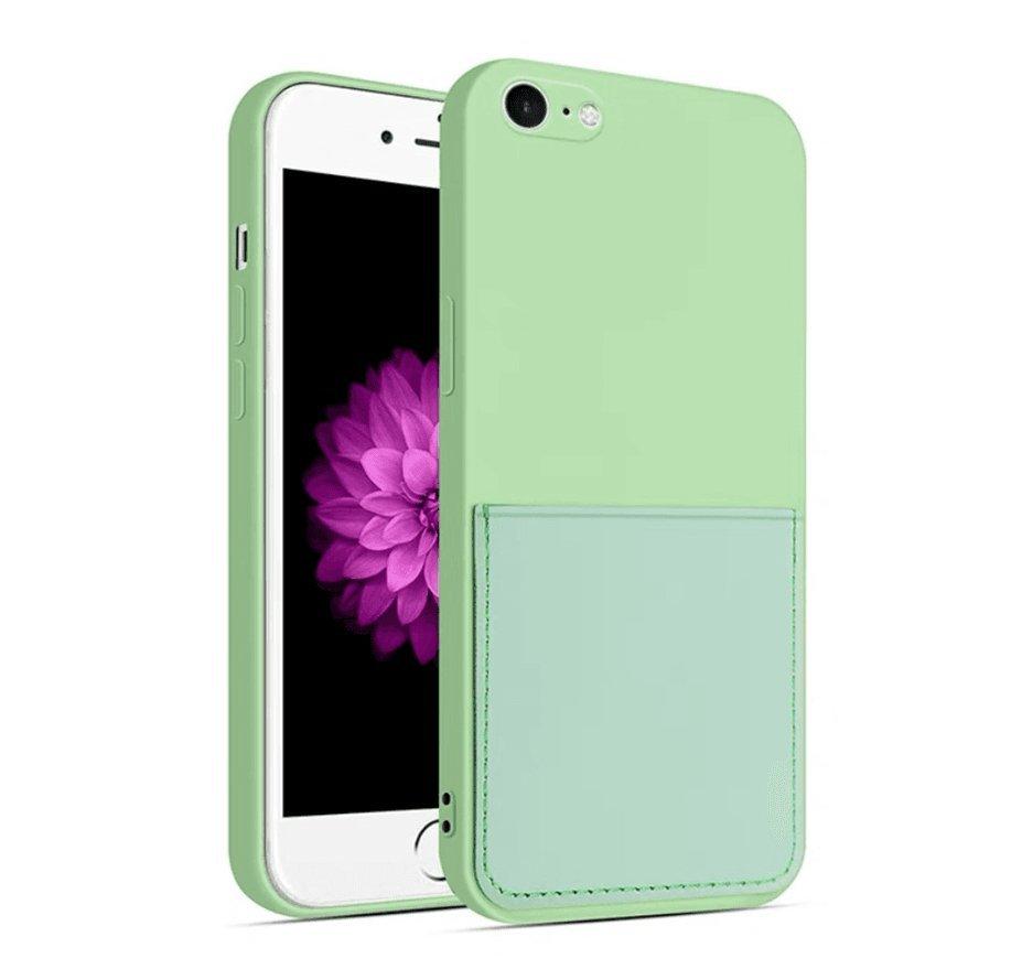 mobileup Silikon Case mit Kartenfach iPhone 7 8 SE (2020) SE (2022) - Green