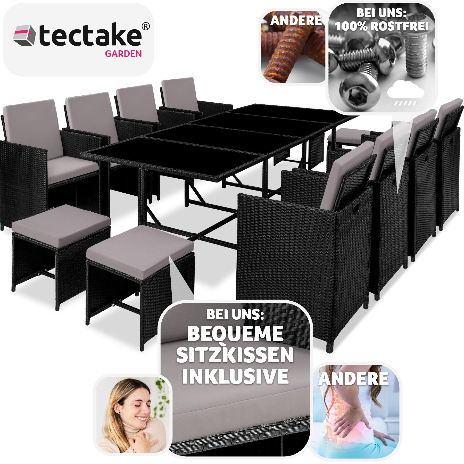 Tectake Rattan Sitzgruppe Palma 8+4+1 mit Schutzhülle