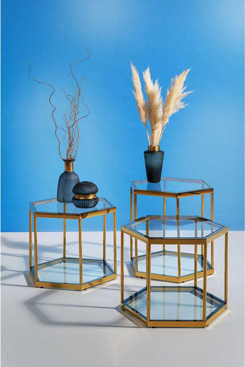 KARE Design Beistelltisch Comb Gold 55cm