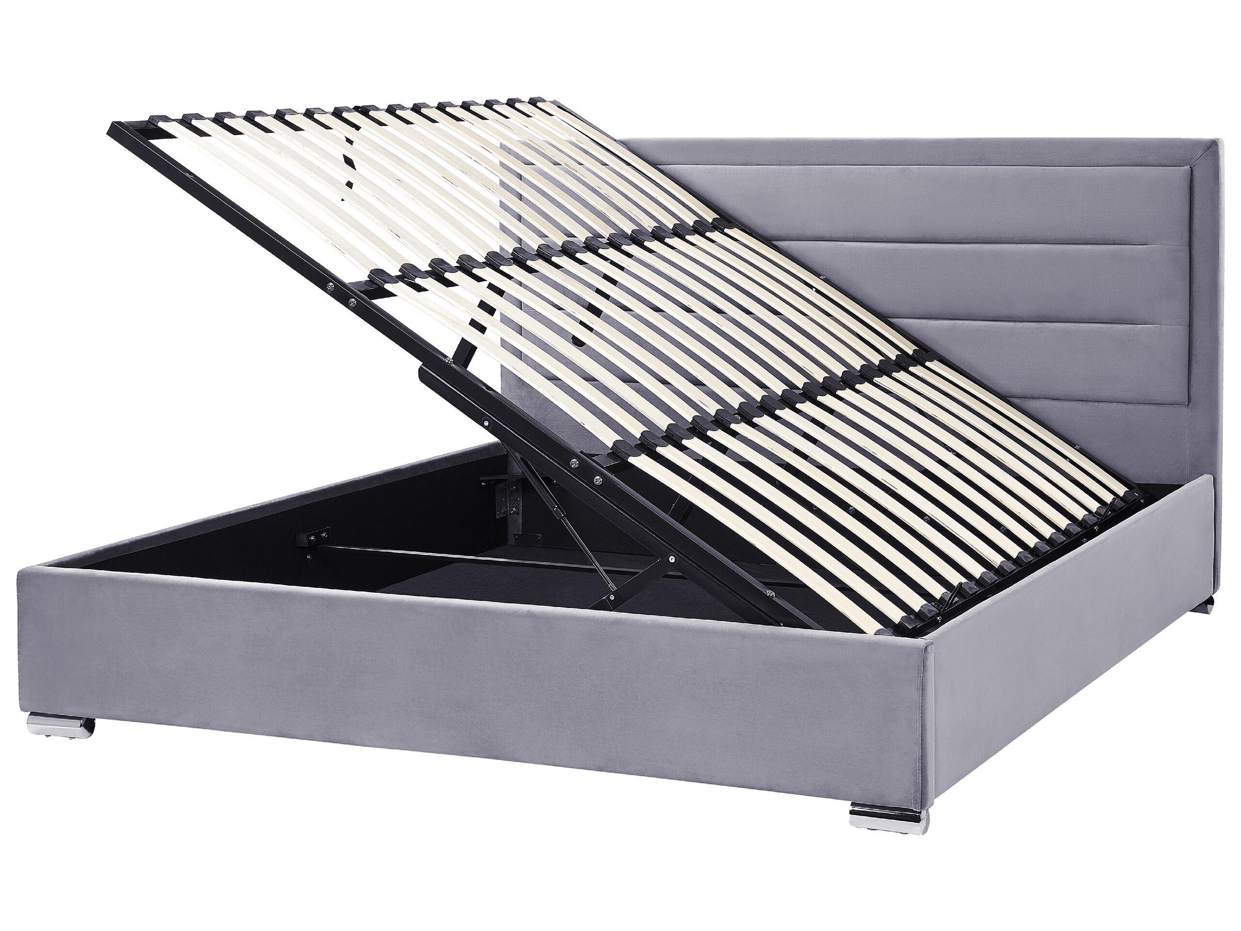 Beliani Bett mit Bettkasten aus Samtstoff Modern ROUEN