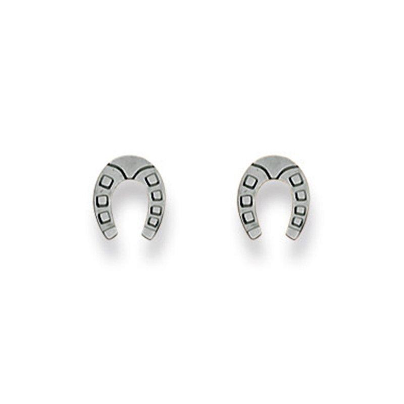 MUAU Schmuck Ohrstecker Hufeisen Weissgold 750, 7x6mm