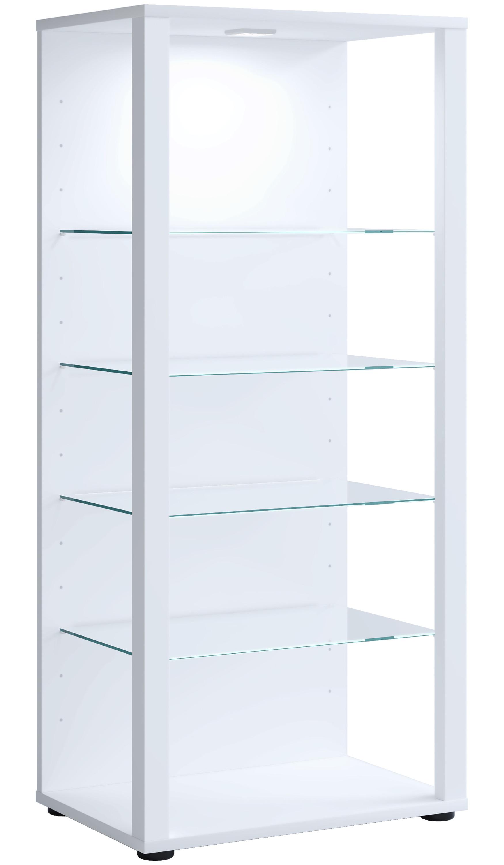 VCM Glasvitrine stehend | Vitrine Glas mit ESG-Sicherheitsglas | Maße ca. H. 115 x B. 52 x T. 35 cm | Standvitrine Glas | Modern und platzsparend | Glas