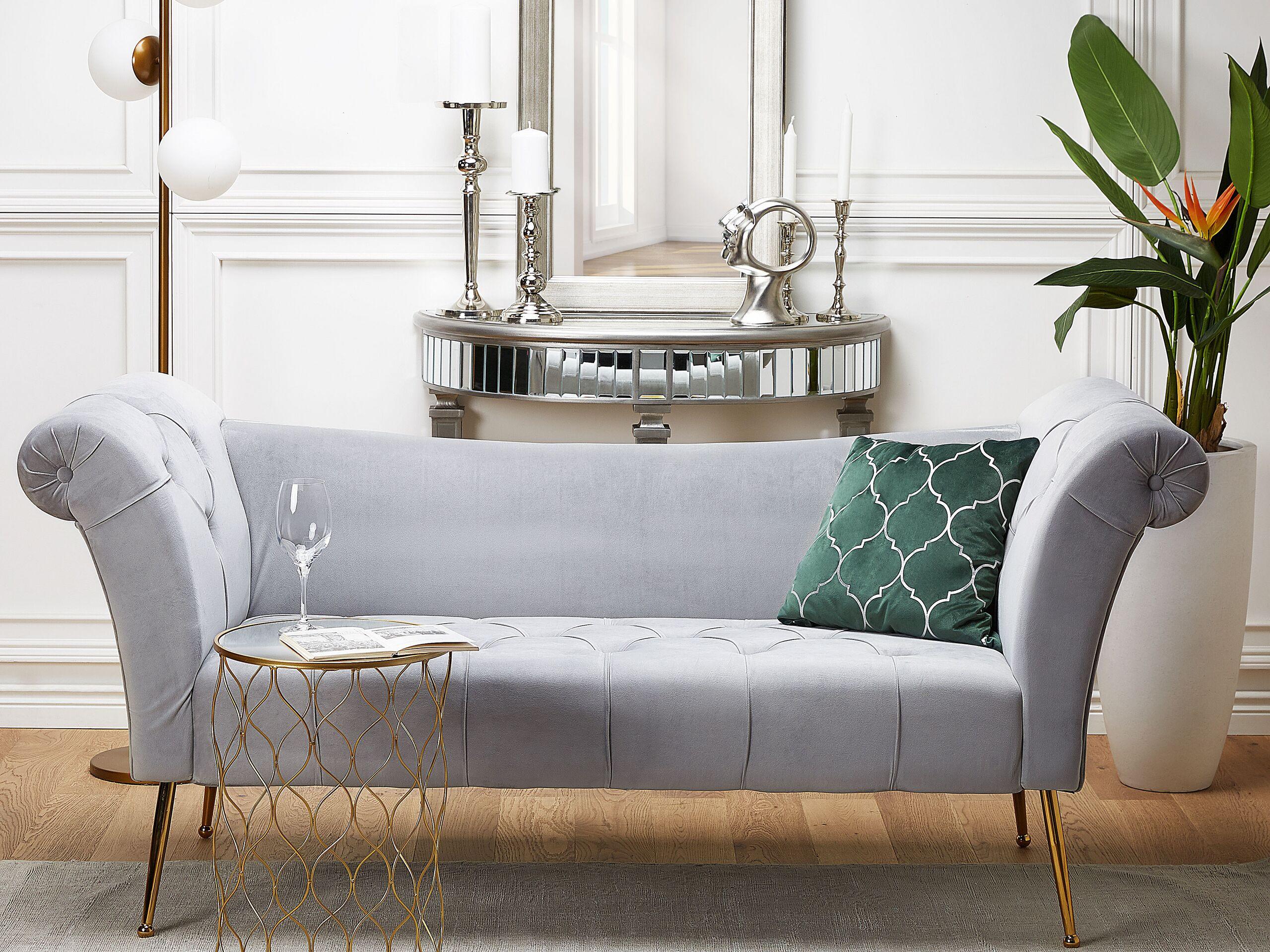 Beliani Chaiselongue aus Samtstoff Retro NANTILLY