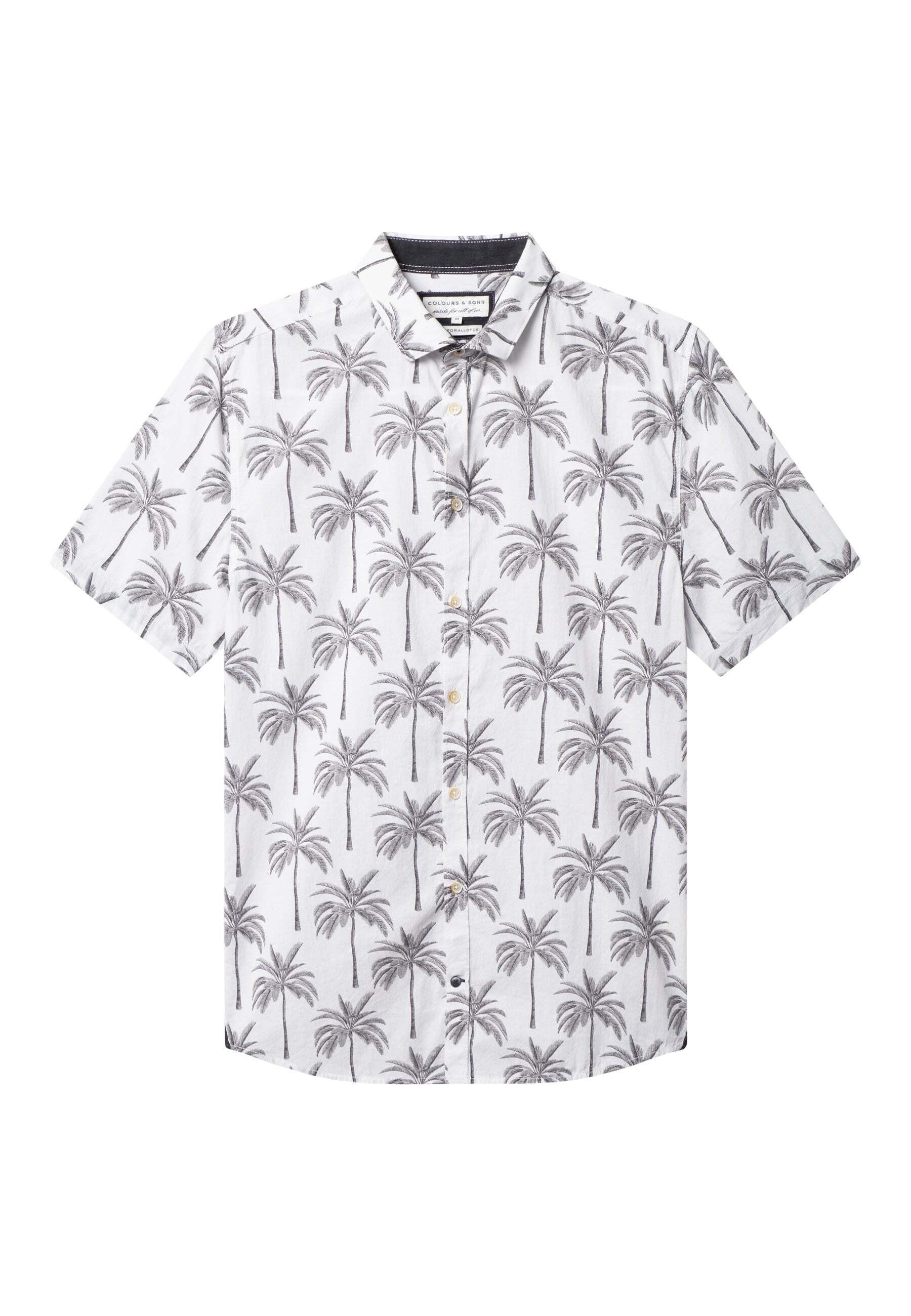 Colours & Sons Kurzarmhemd Printed in Palms