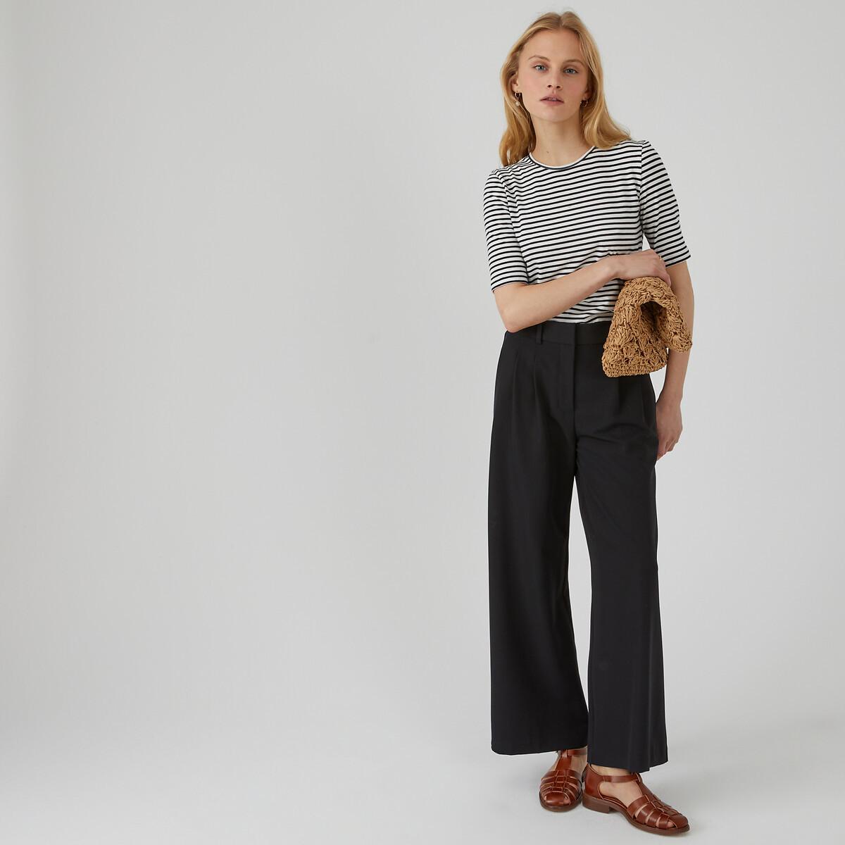 La Redoute Collections Weite Bundfaltenhose Knöchellang