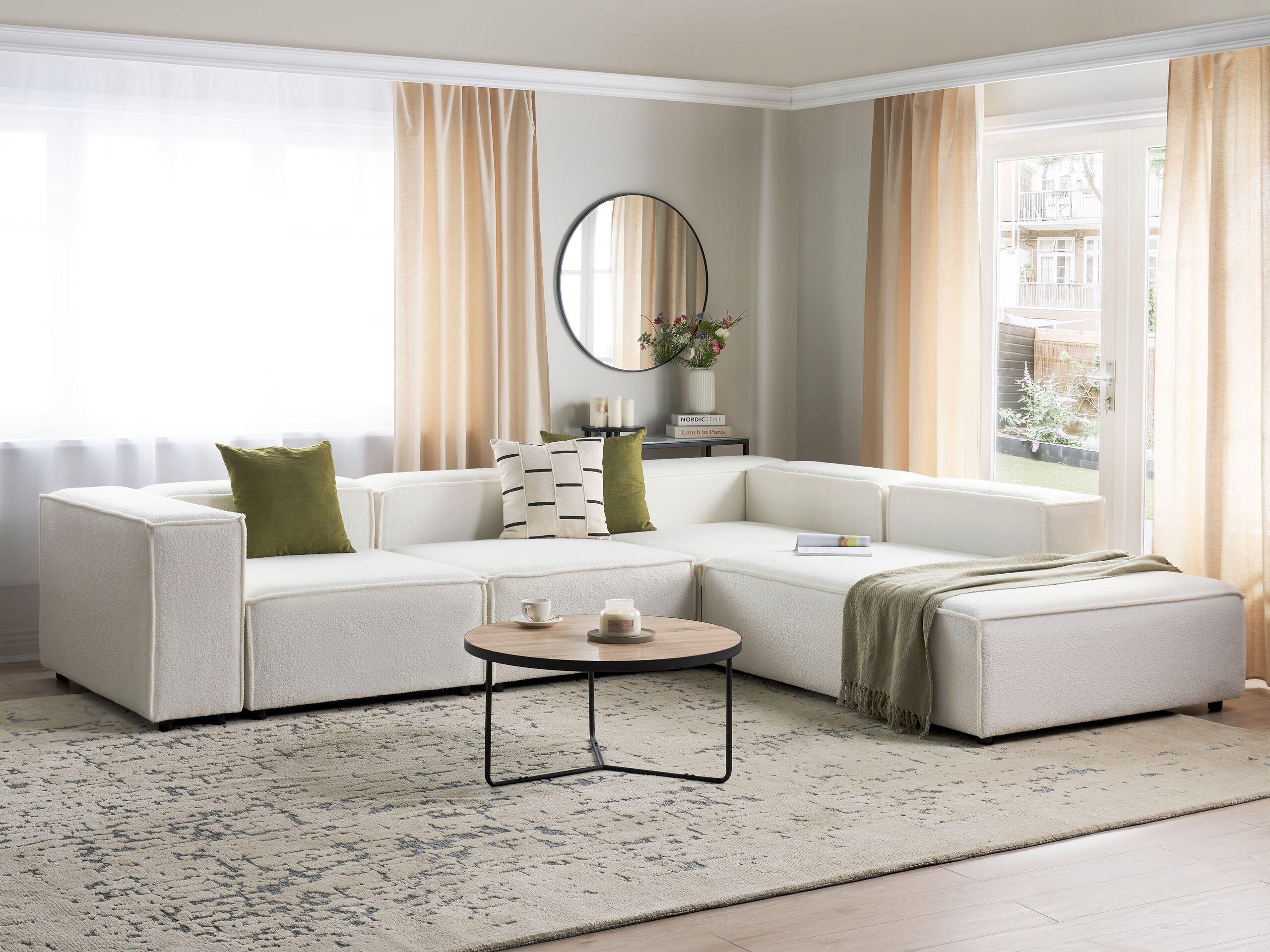 Beliani Ecksofa aus Bouclé Modern APRICA