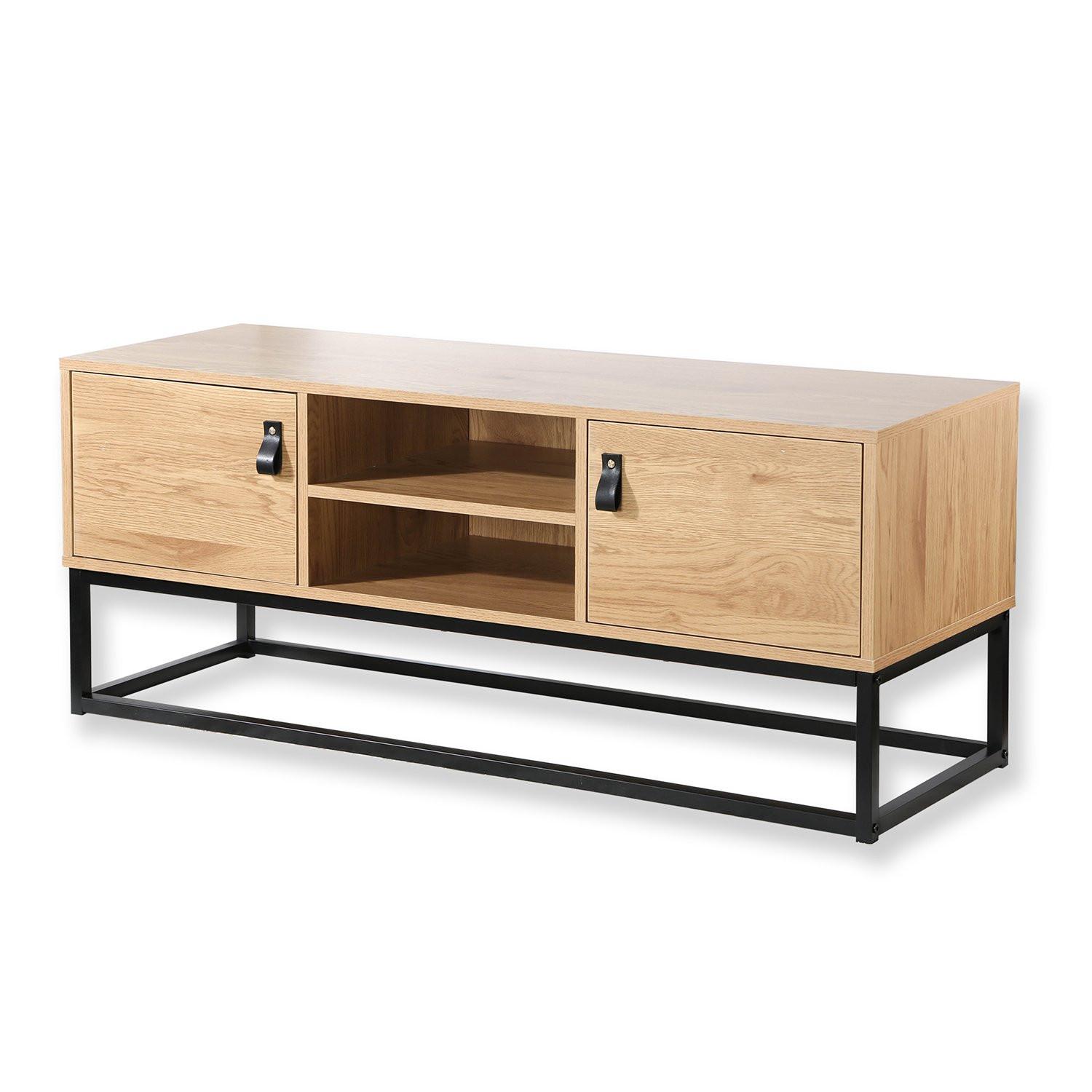 Calicosy TV-Möbel Eiche Dekor 2 Türen und zentrale Ablage - L120 cm