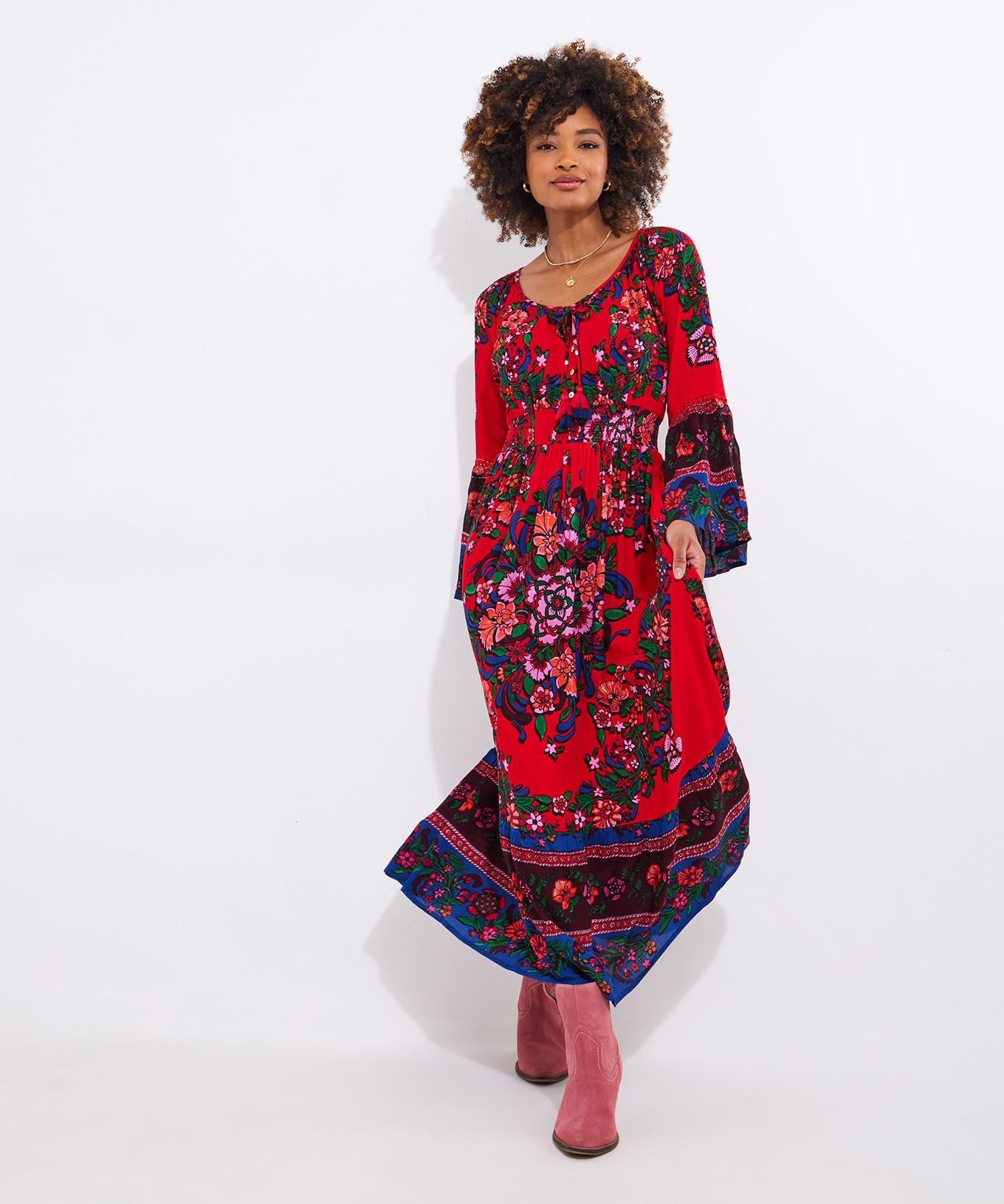 Joe Browns Maxikleid mit geraffter Taille und Blumenmuster
