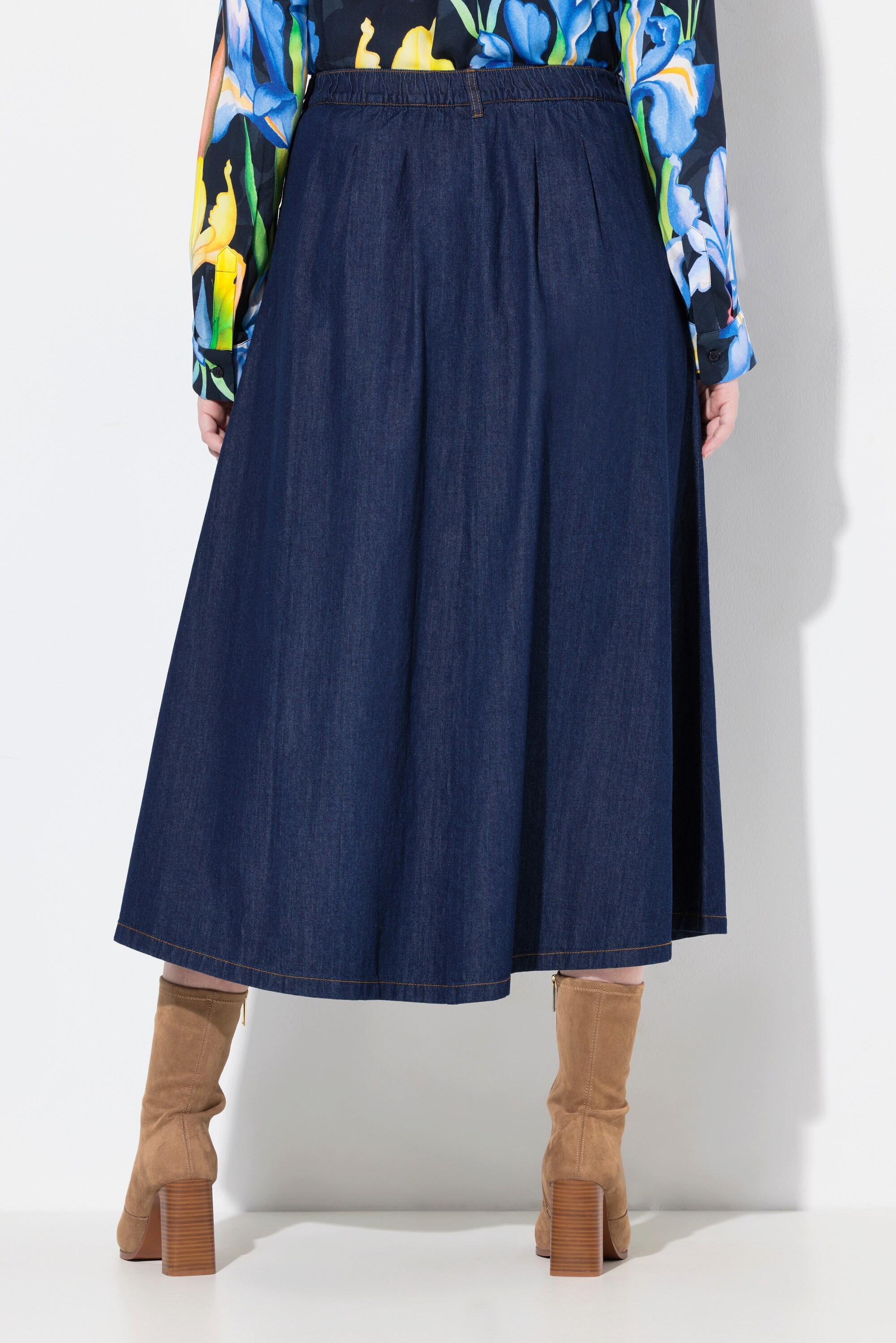 Ulla Popken Jeansrock, A-Linie, Schmuckknöpfe, Elastikbund