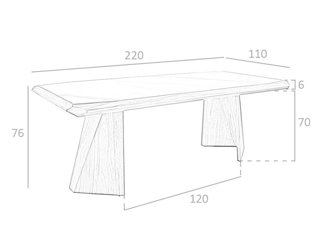 ANGEL CERDA Esstisch aus Porzellan und Walnussholz