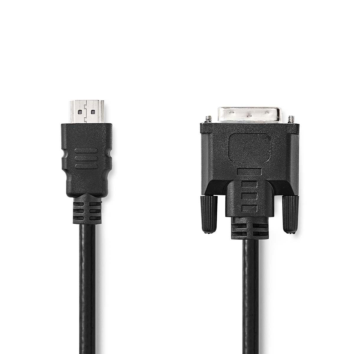 Nedis HDMI™ Kabel | HDMI™ Kontakt | DVI-D 24+1-Pin Hane | 1080p | Vernickelt | 2,00 m | Rak | PVC | Svart | Label