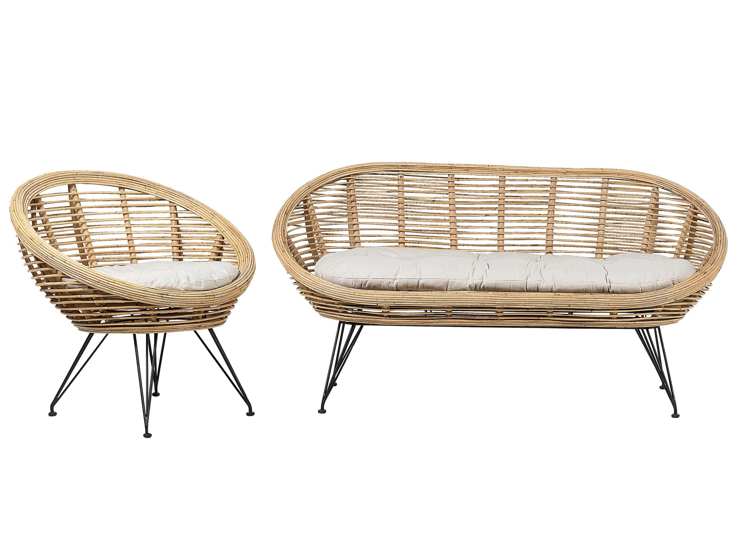 Beliani Garten Lounge aus Rattan Boho MARATEA