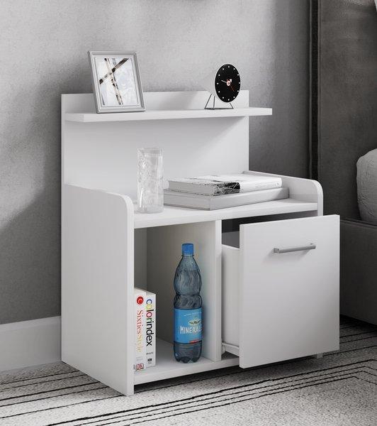 VCM Hoher Nachtschrank Beistelltisch Schublade Konsole Boxspring Nachttisch Nilasa