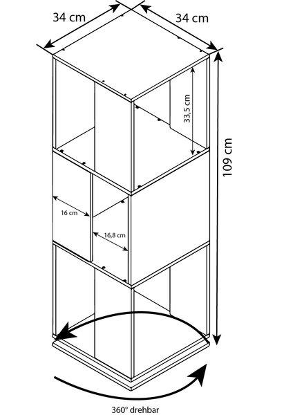 VCM Holz Stand Regal Büroregal Aktenregal Bücherregal drehbar Rondell Stifta XL