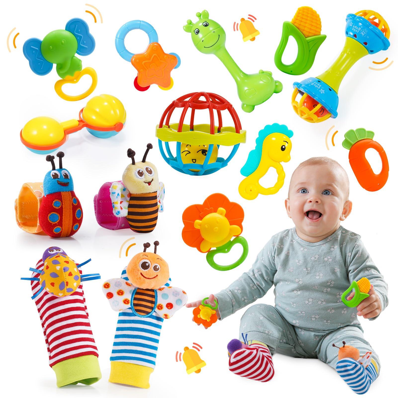 Activity-board Babyspielzeug 14 Stück Rasseln Beißring Set Babyspielzeug
