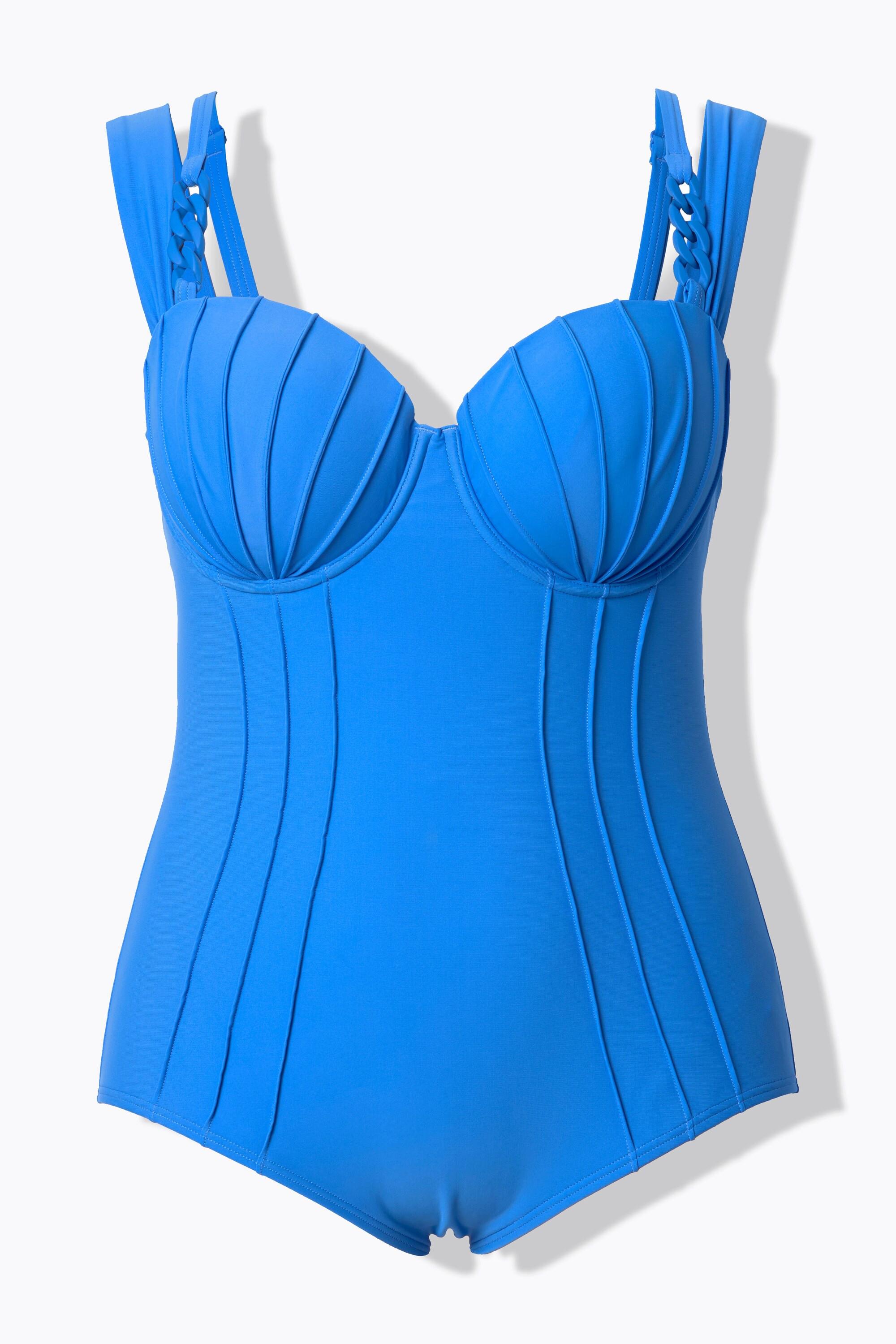 Ulla Popken Badeanzug, Bügel-Cups, Biesen, Doppelträger