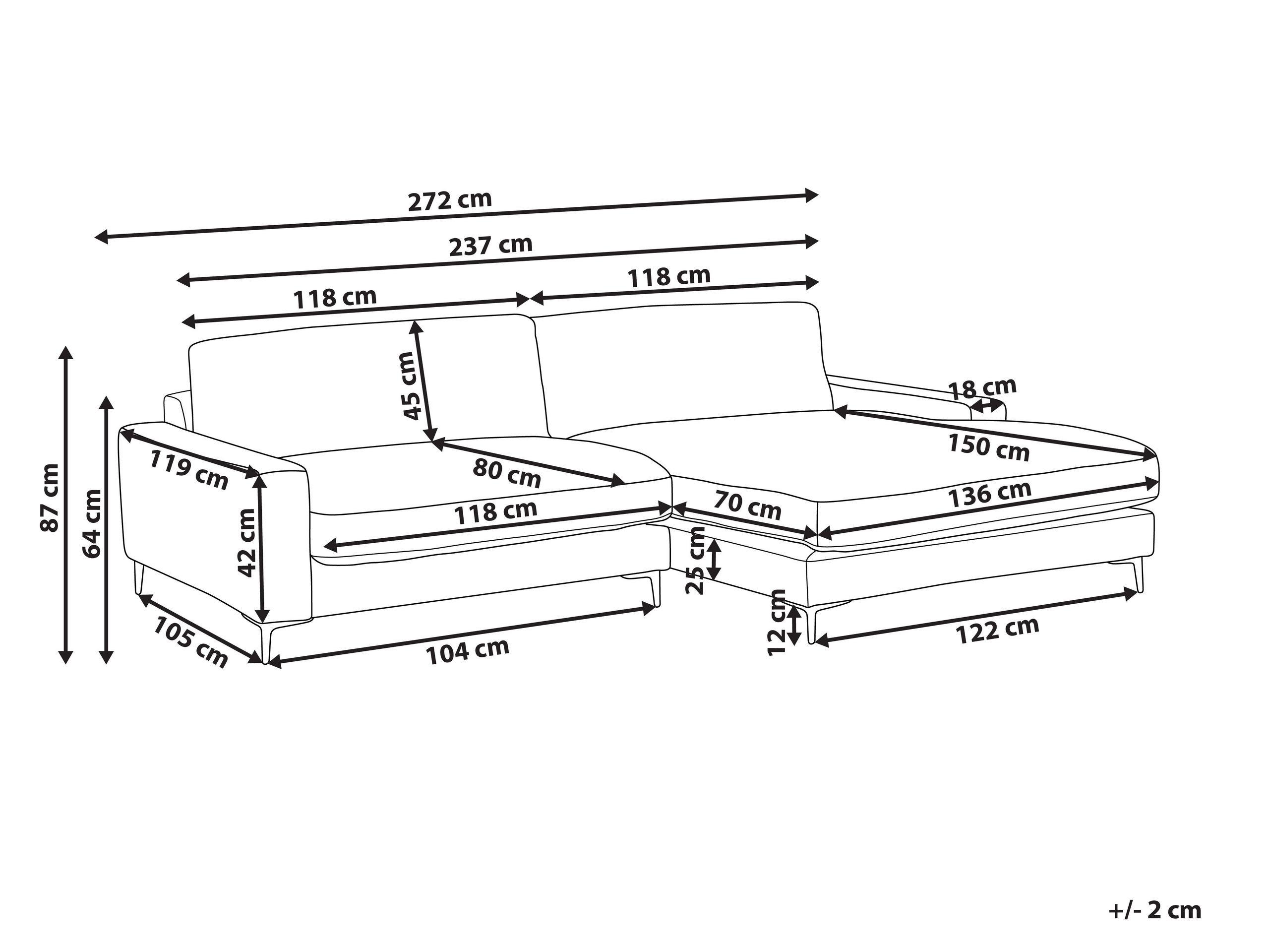 Beliani Linksseitiges Ecksofa aus Polyester Modern MALOY