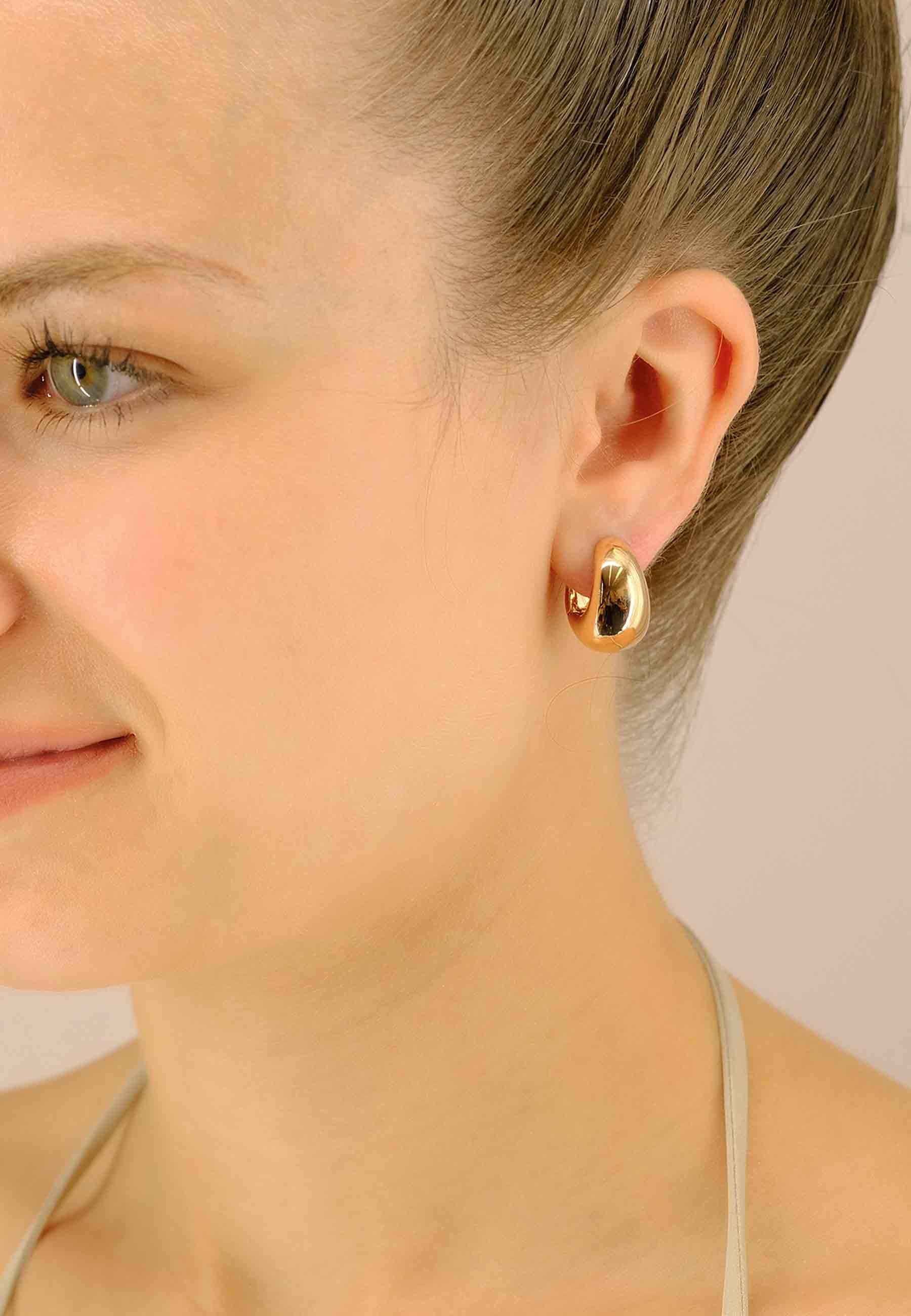 MUAU Schmuck Creolen Rotgold 750 Scharnier bombiert 17x12mm