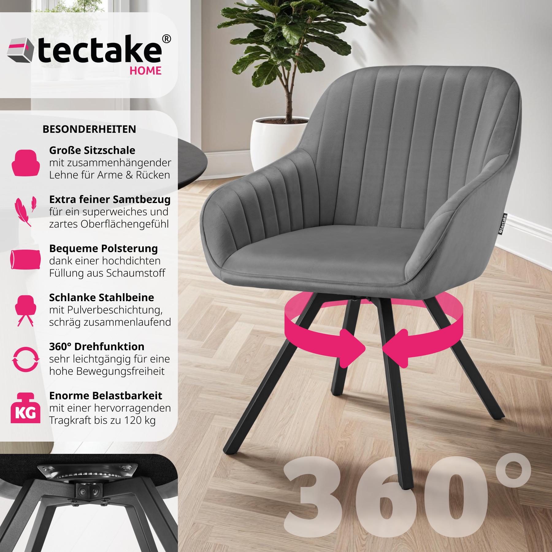 Tectake Drehbarer Armlehnstuhl Snug Samtoptik, gepolstert