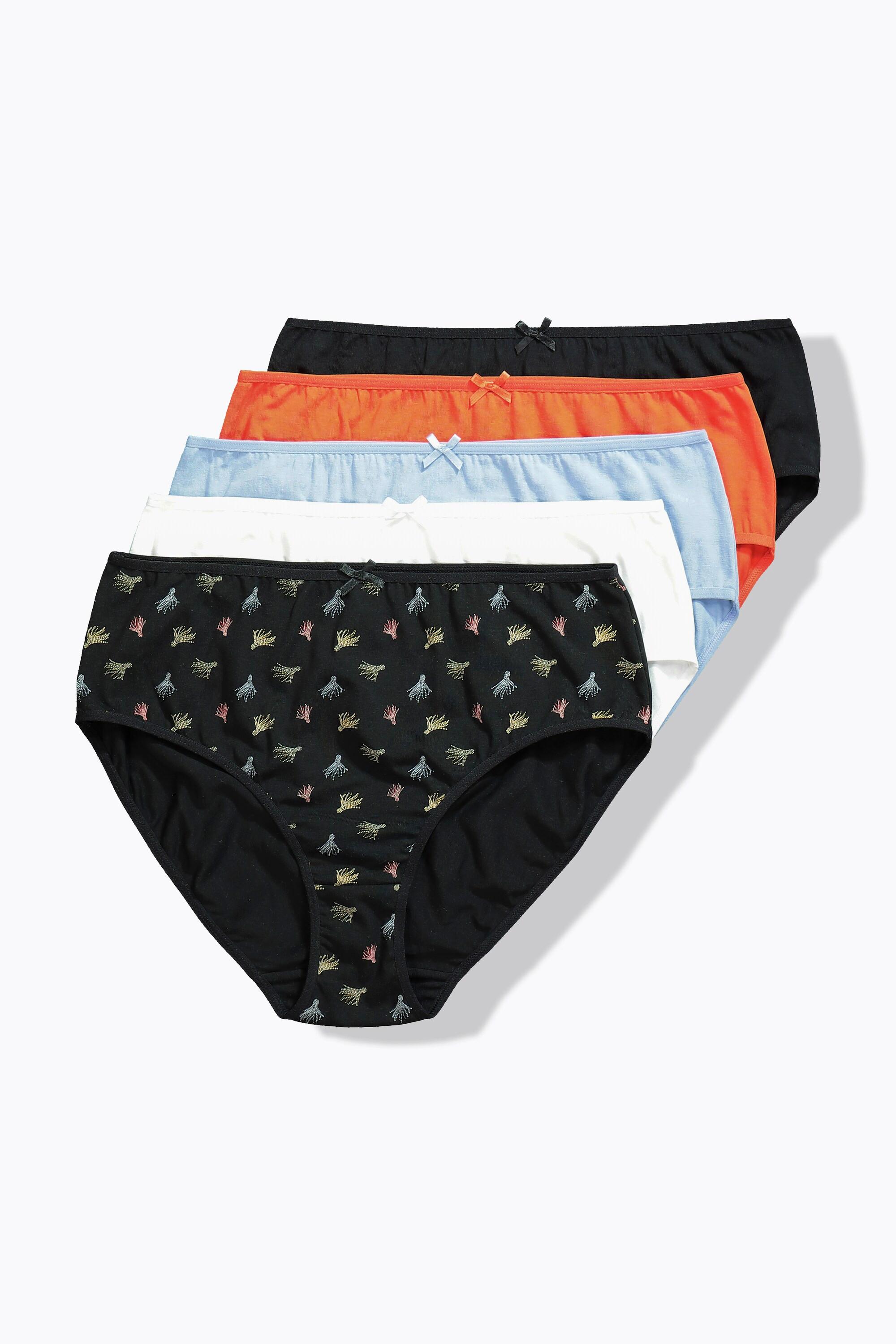 Ulla Popken Midislips, 5er-Pack, Muster / einfarbig
