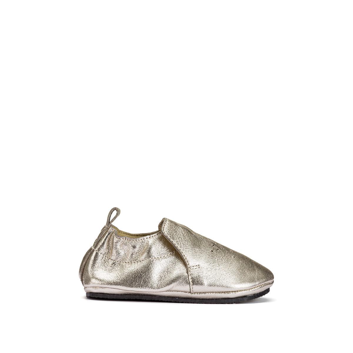 La Redoute Collections Goldfarbene Lederhausschuhe mit Sternmotiv