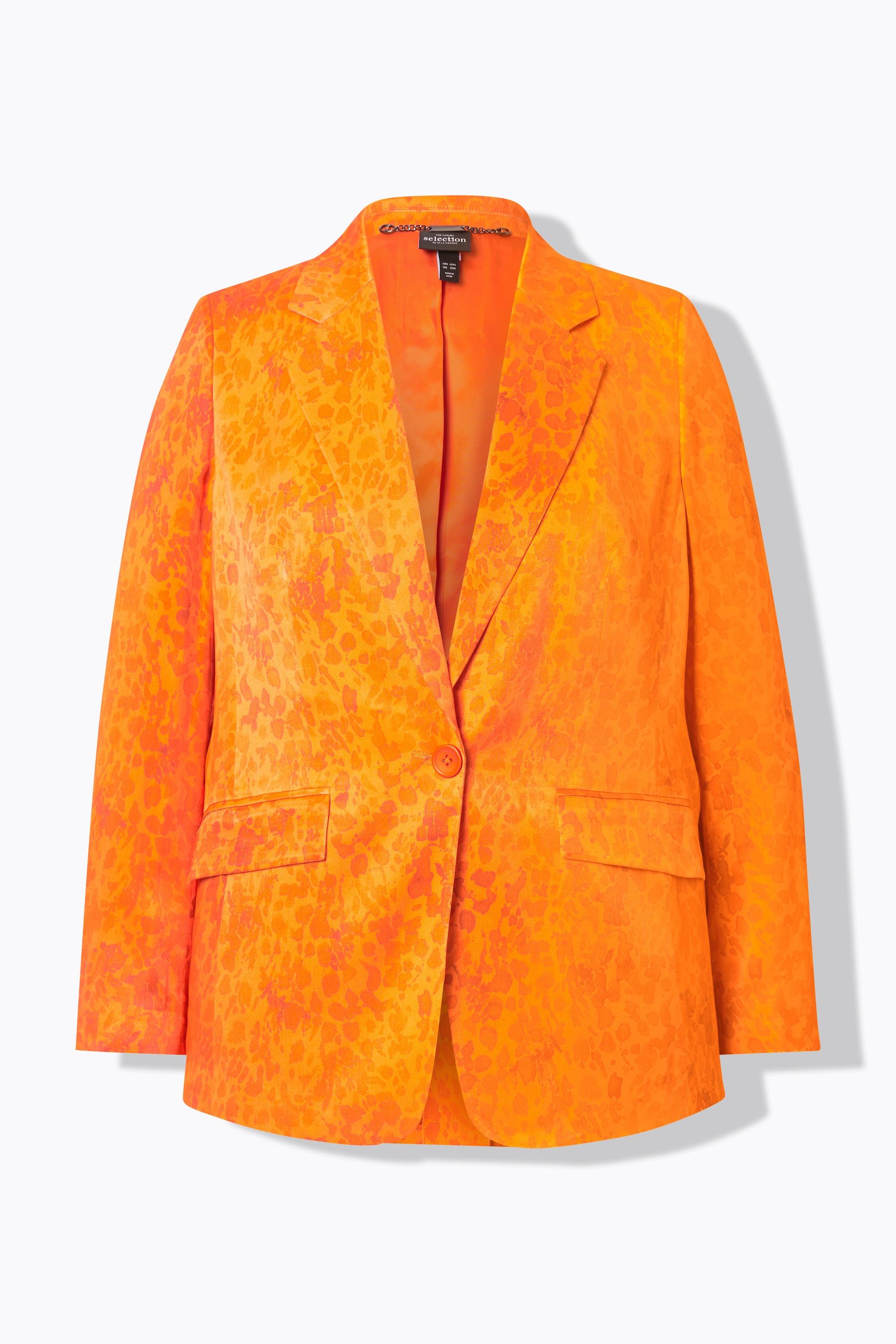 Ulla Popken Satin-Blazer, gemustert, Reverskragen, Langarm