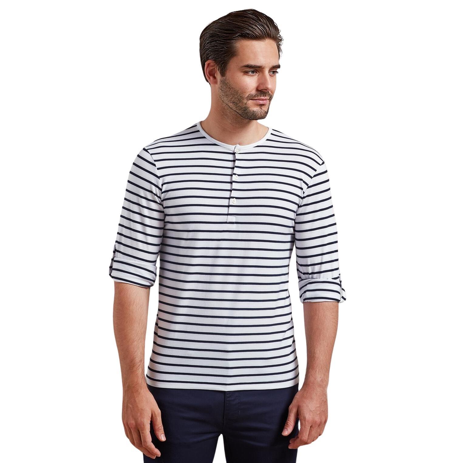 PREMIER Preier Long John Gestreiftes Henley T-Shirt