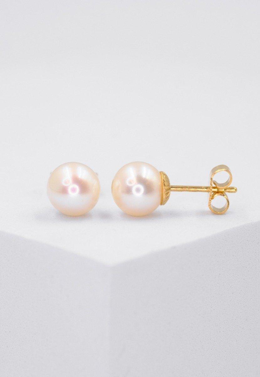 MUAU Schmuck Perlohrringe Gelbgold 750 Süsswasserperle 7.5-8mm
