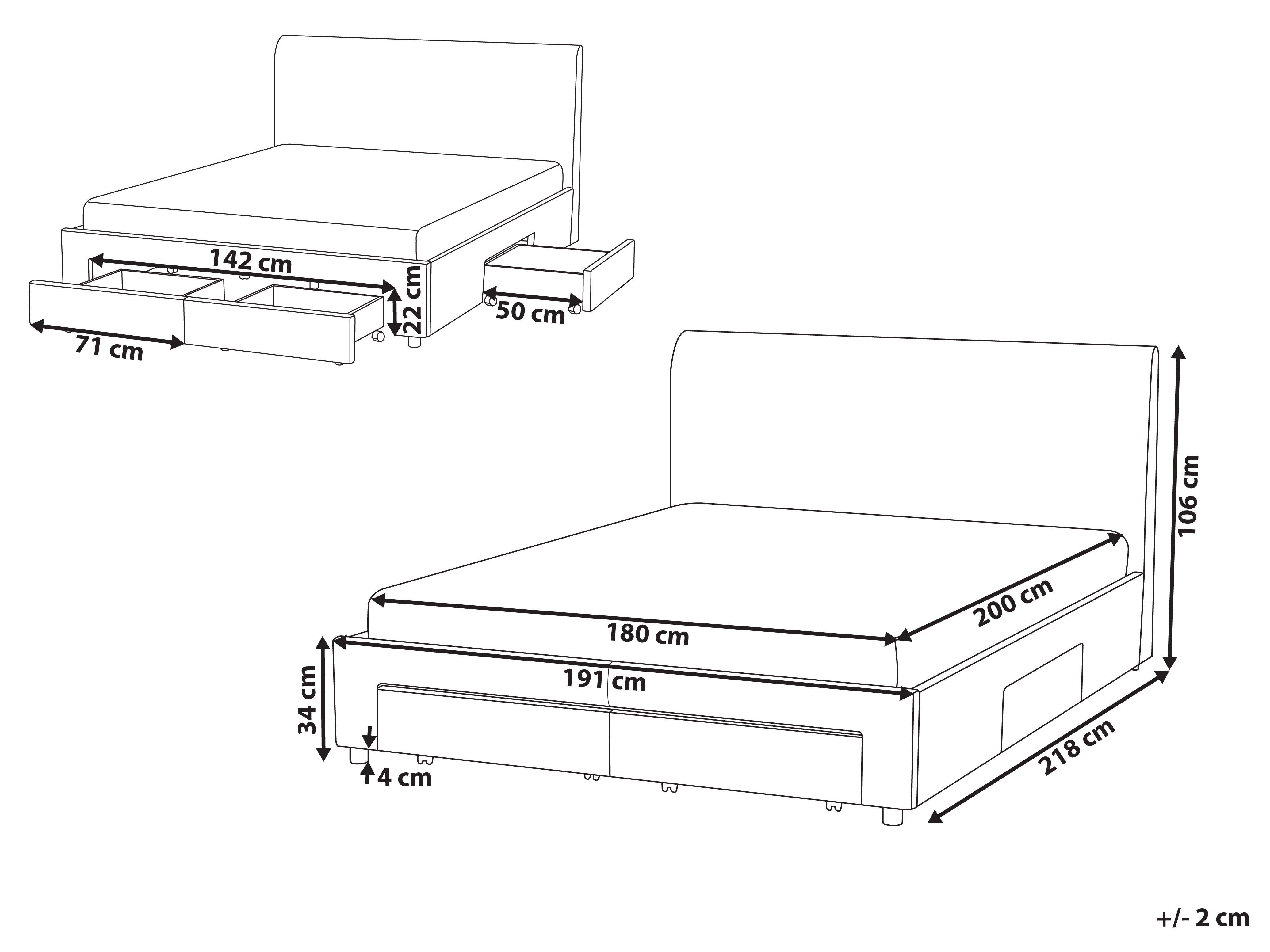 Beliani Bett mit Schubladen aus Polyester Skandinavisch SOUTRIN