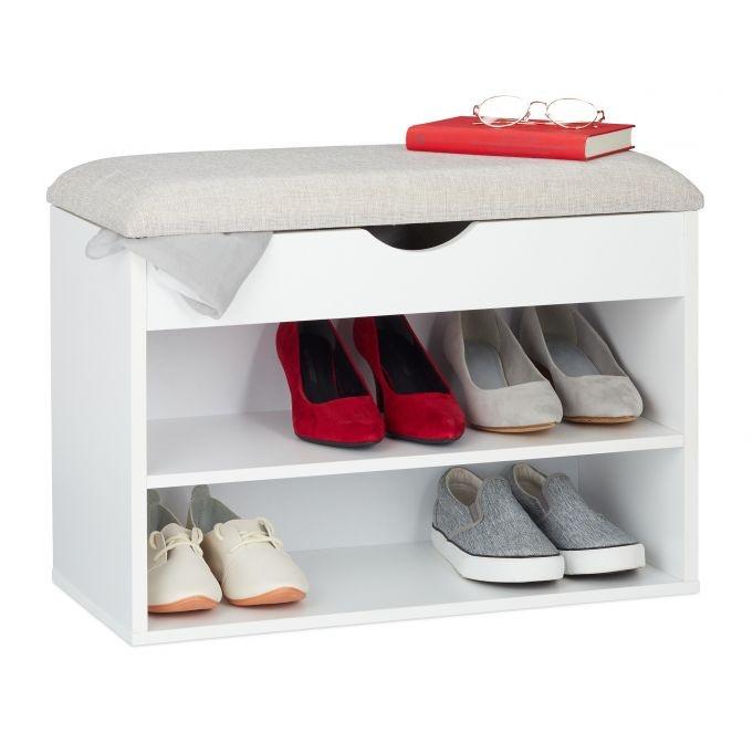 B2X Weiß gepolsterte Schuhbank