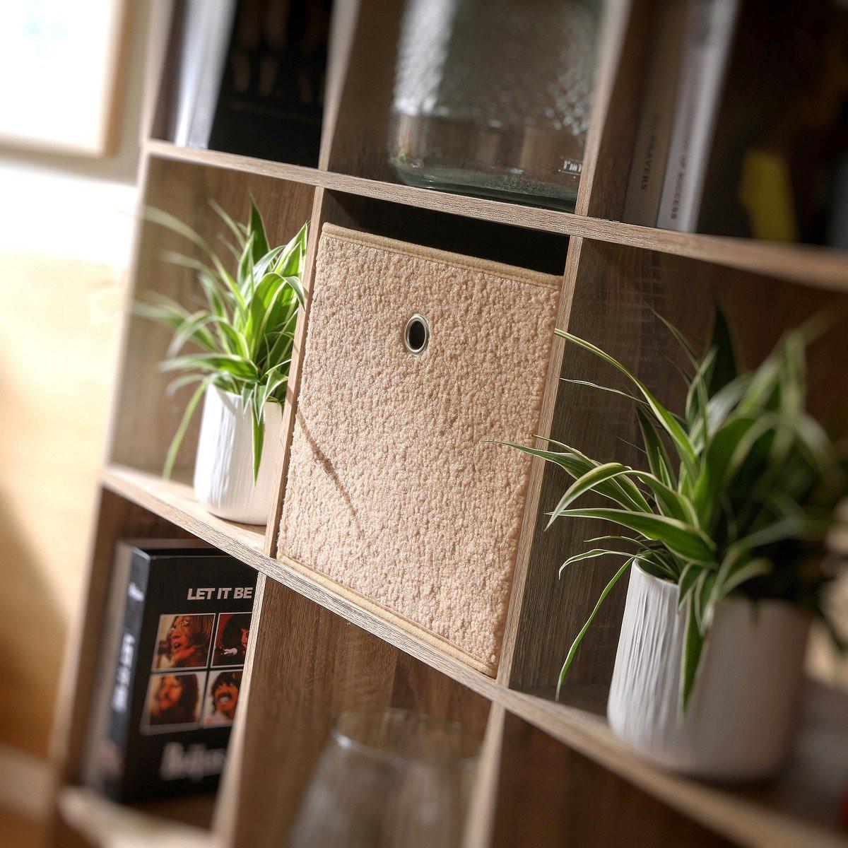 Calicosy Faltbarer Würfel aus Bouclé-Stoff in Beige - H27 cm