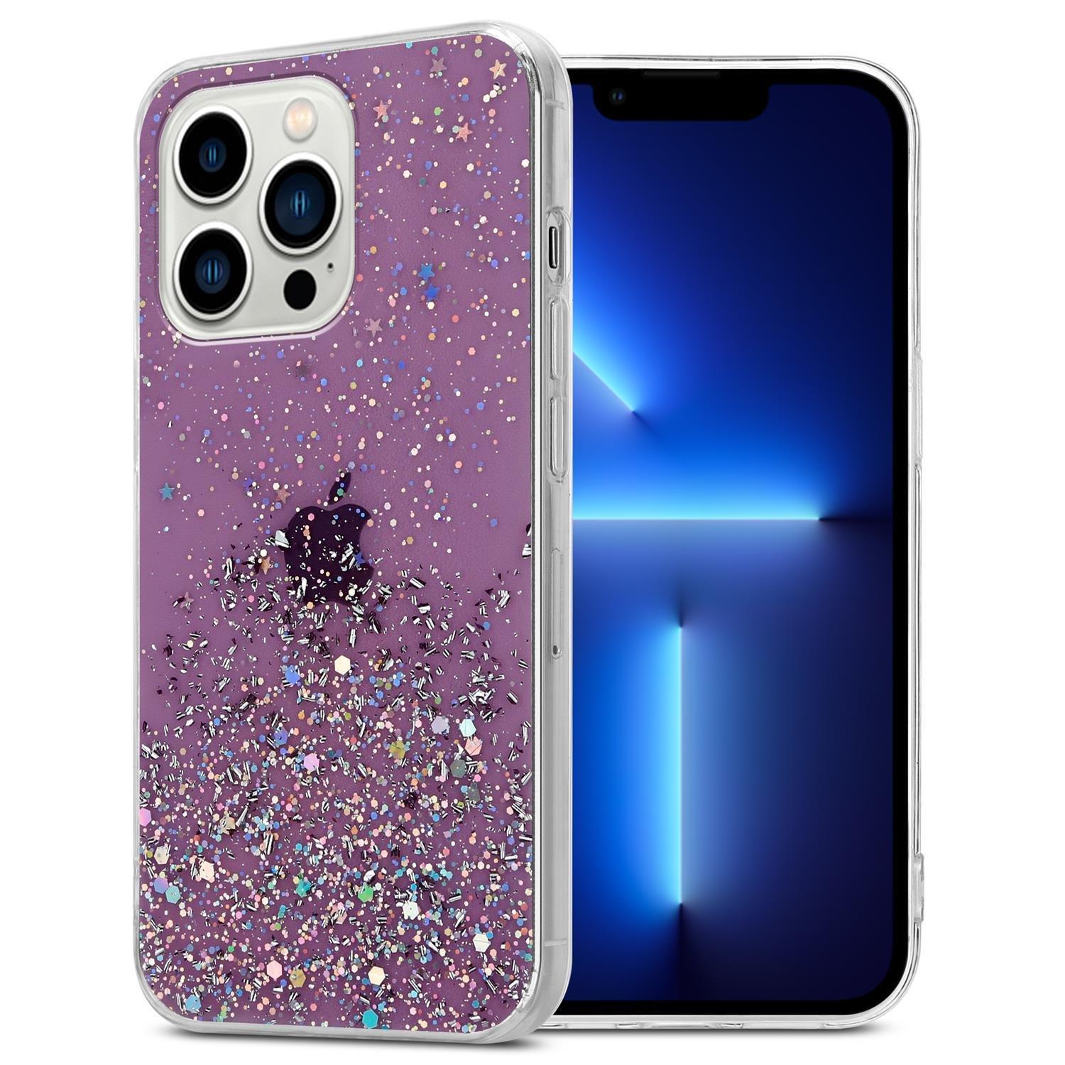 Cadorabo Hülle für Apple iPhone 13 PRO TPU Silikon mit funkelnden Glitter
