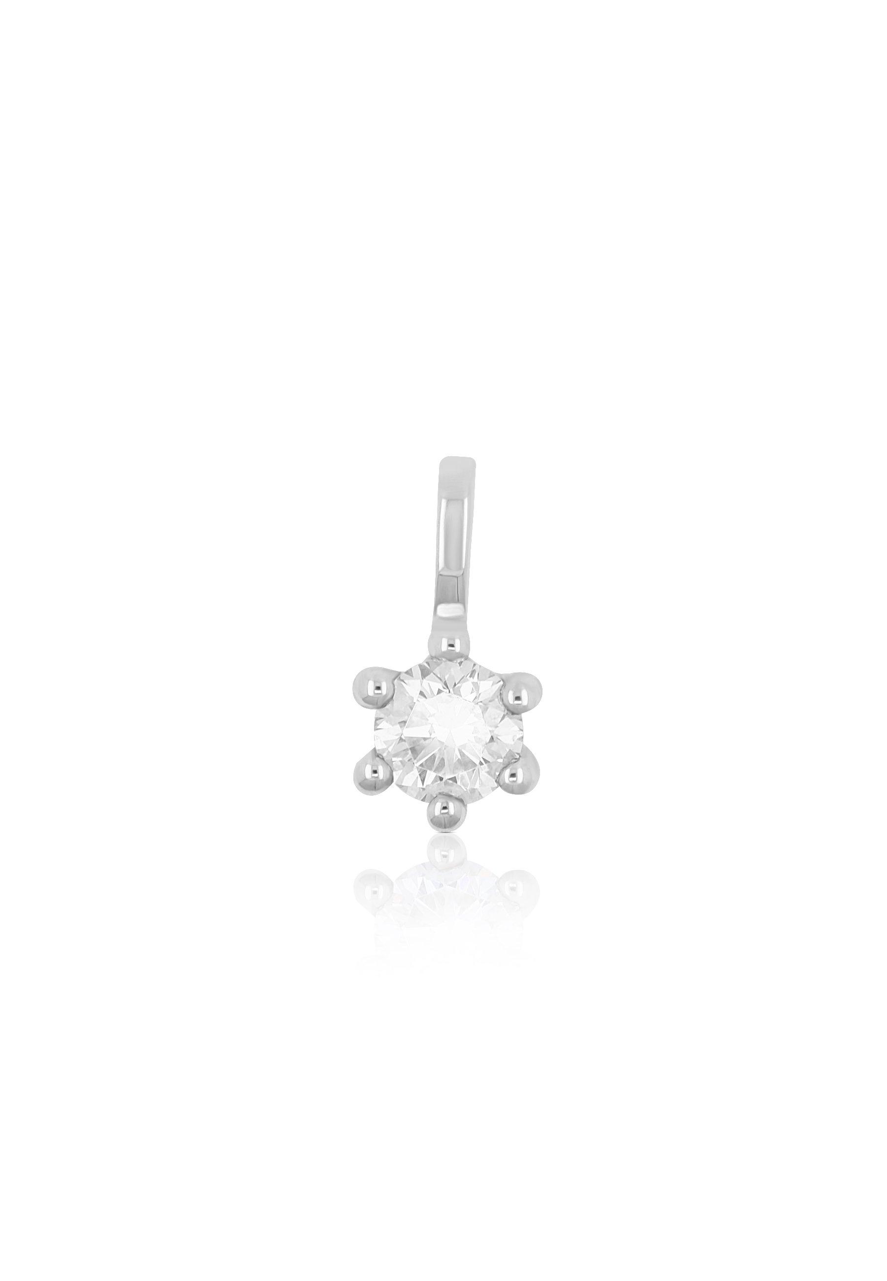 MUAU Schmuck Solitär Anhänger 6-Griff-Fassung Weissgold 750 Diamant 0.20ct. 8x6mm