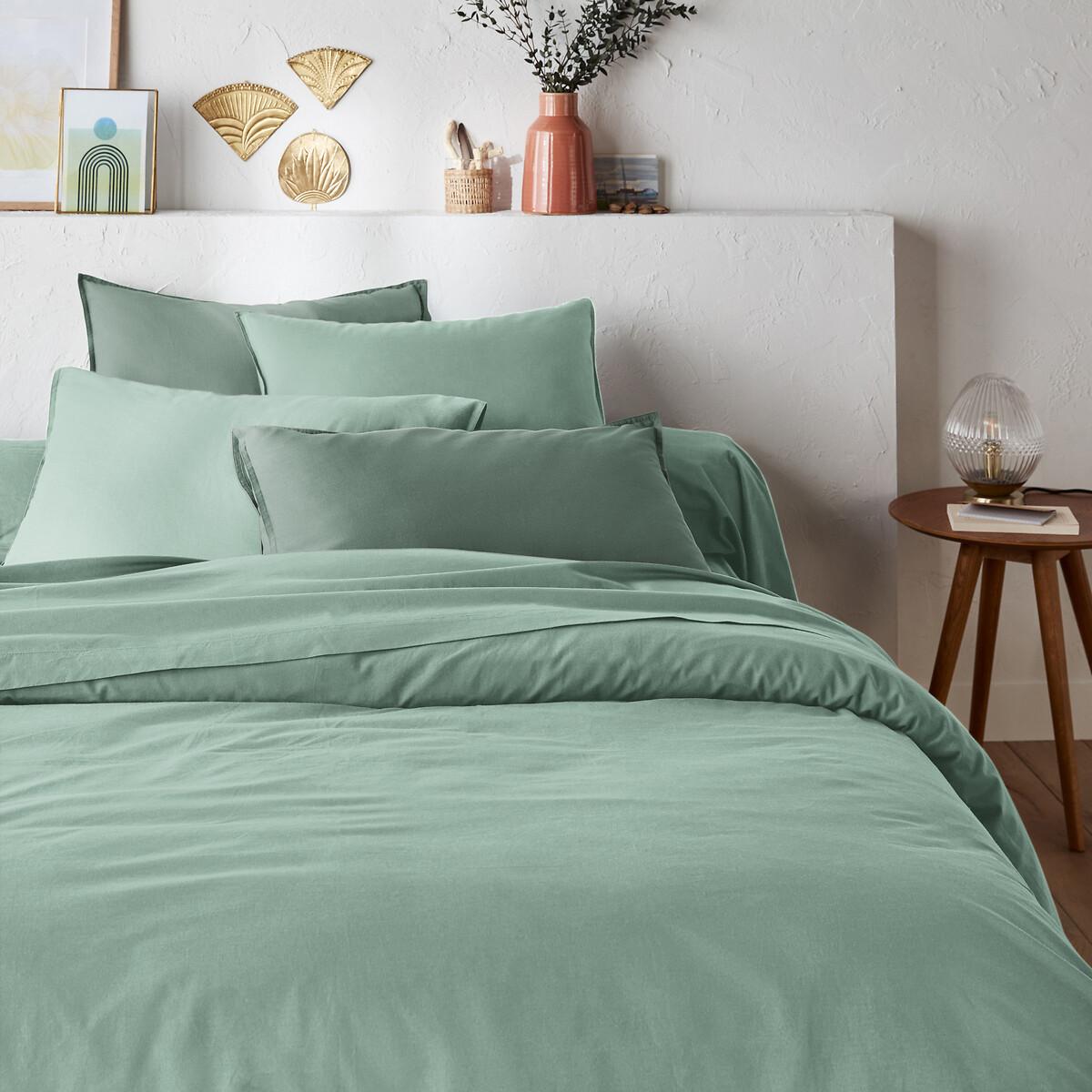 La Redoute Intérieurs Unifarbener Duvetbezug aus gewaschener Baumwolle Scenario