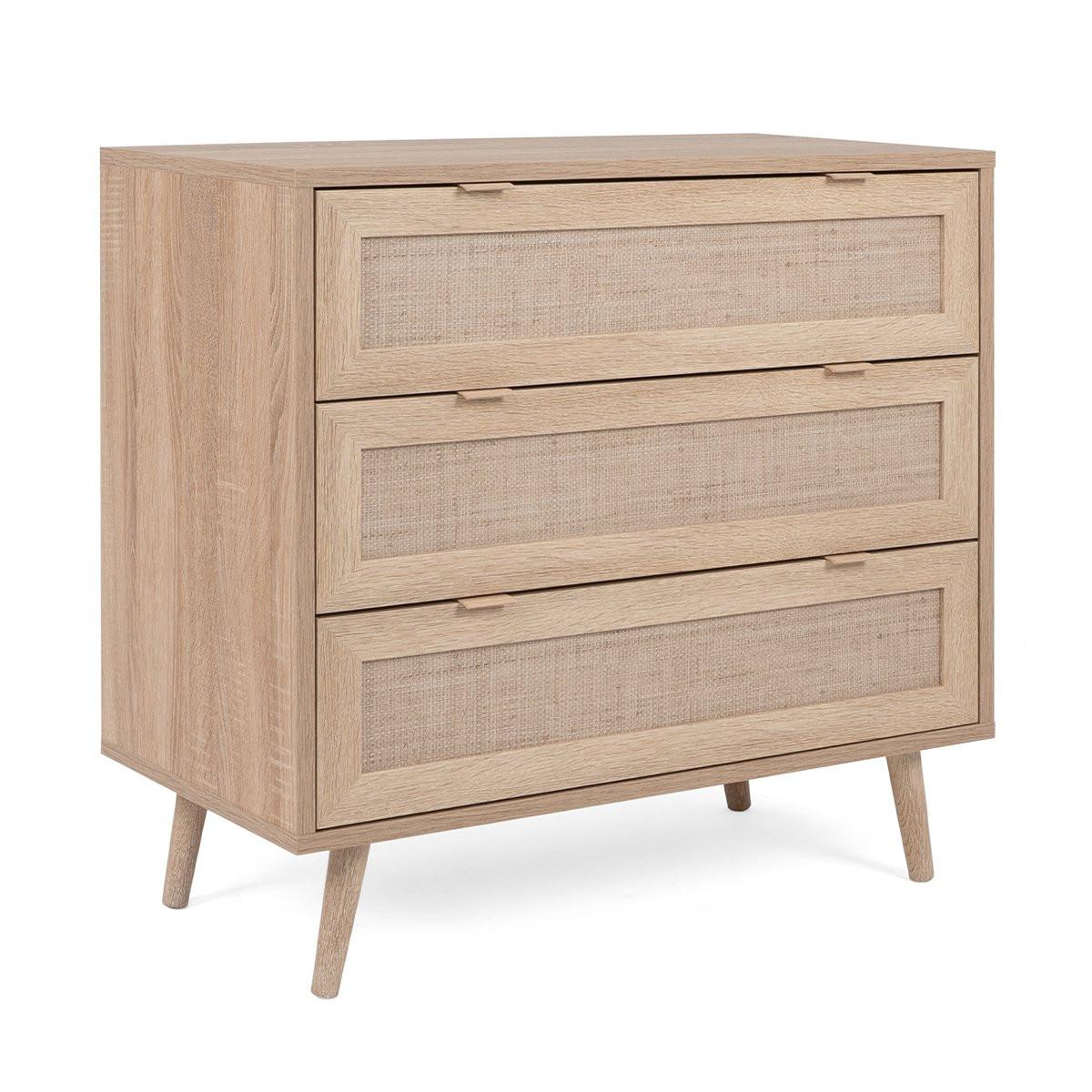 Calicosy Kommode mit 3 Schubladen L80 cm - Rattan-Druck - Bali