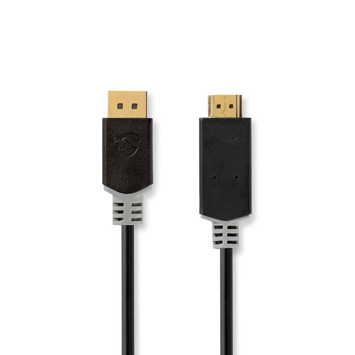 Nedis Displayport-Kabel | DisplayPort-Stecker | HDMI™-Anschluss | 4K@30Hz | Vergoldet | 3,00 m | Rund | PVC | Anthrazit | Box