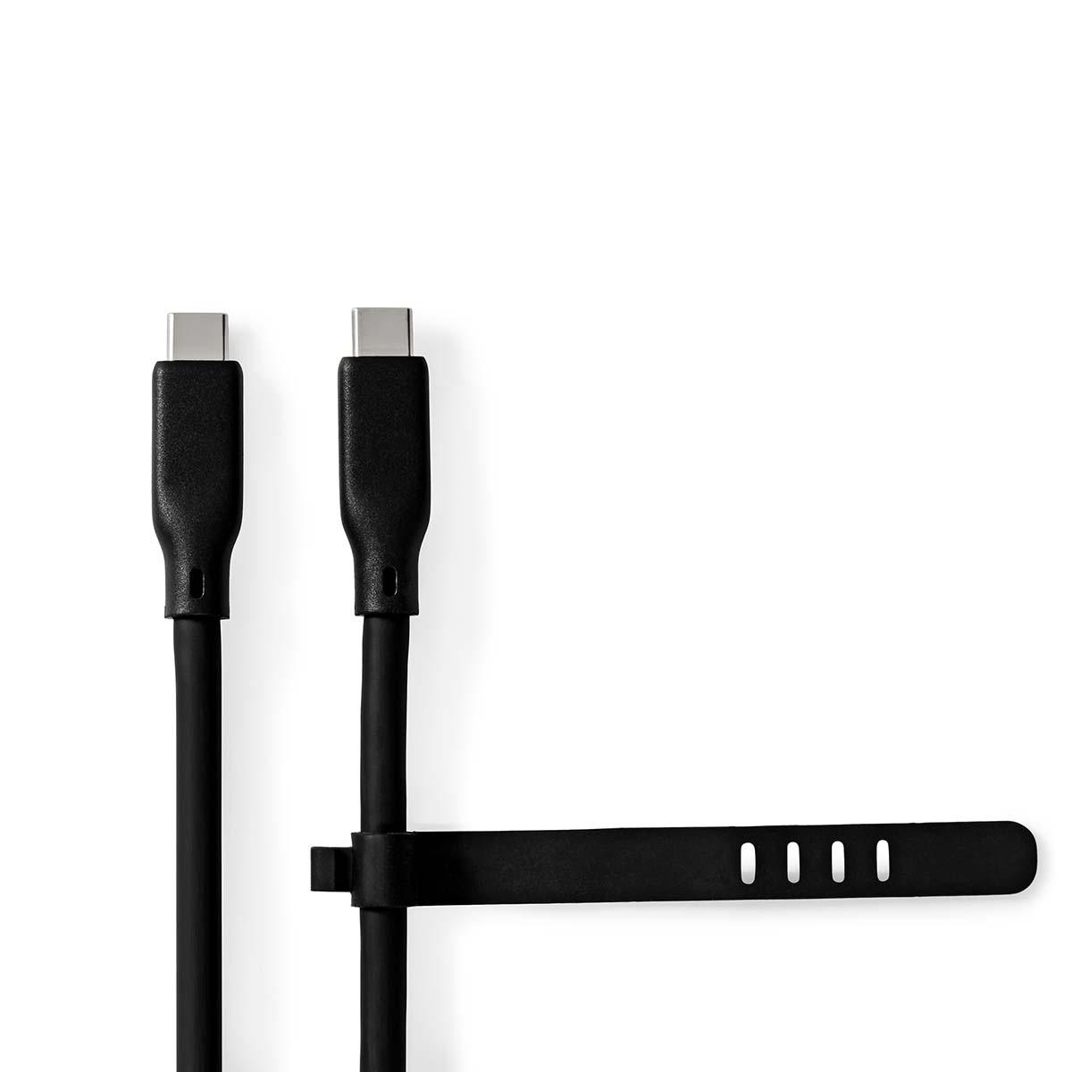 Nedis USB-Kabel | USB 3.2 Gen 1 | USB-C™ Male | USB-C™ Male | 60W | 8K@30Hz | 5Gbps | Vernickelt | 1,50m | Rund | Silikon | Schwarz | Box