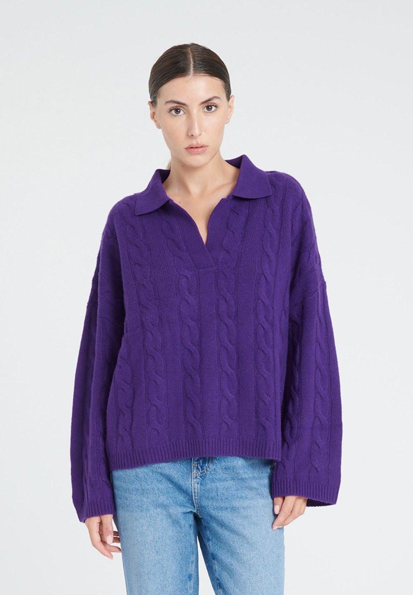 Studio Cashmere8 ZAYA 5 Polohemd mit gedrehtem Maschenbild 6 Fäden