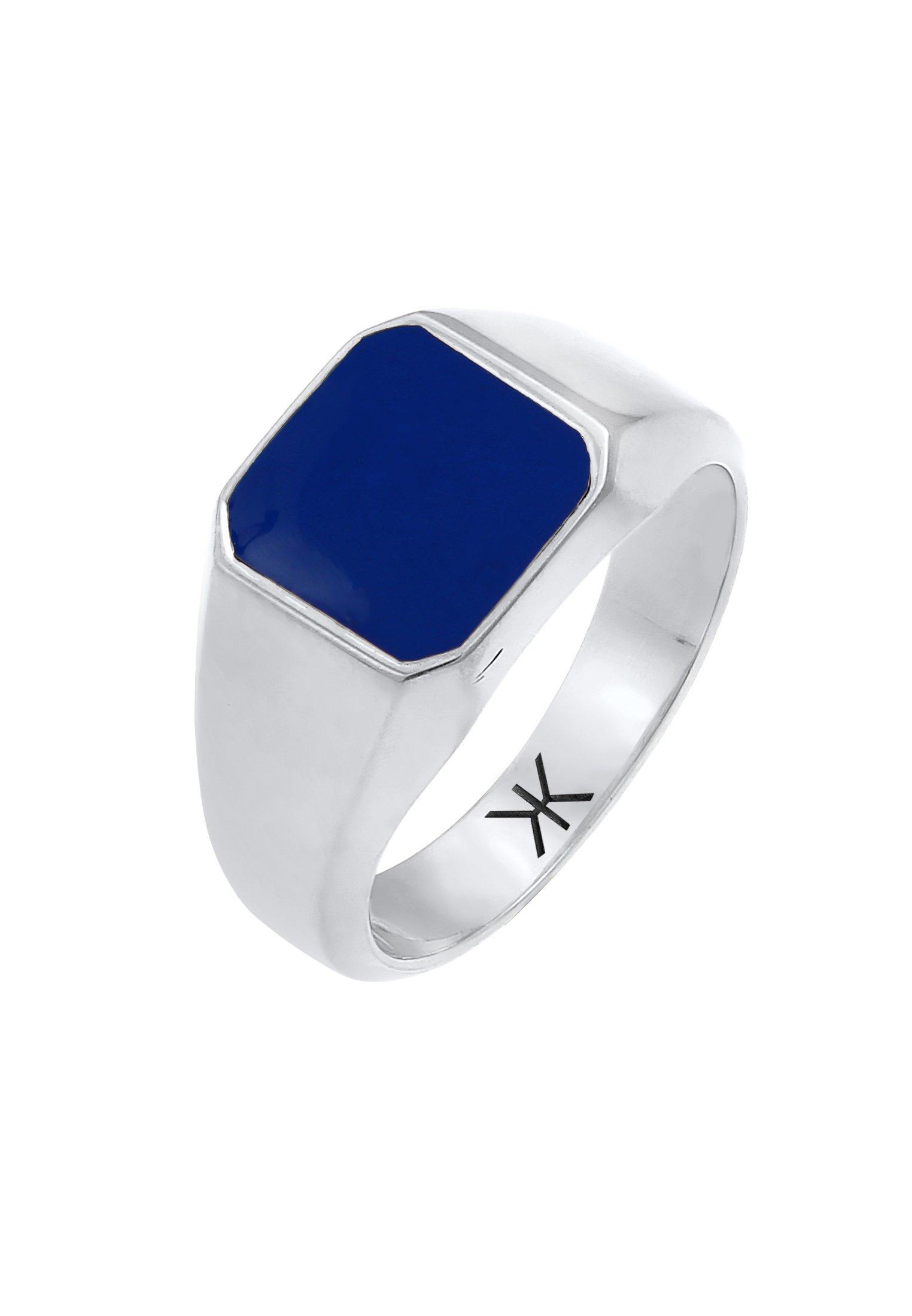 Kuzzoi Ring Siegelring Emaille Blau Basic 925 Silber