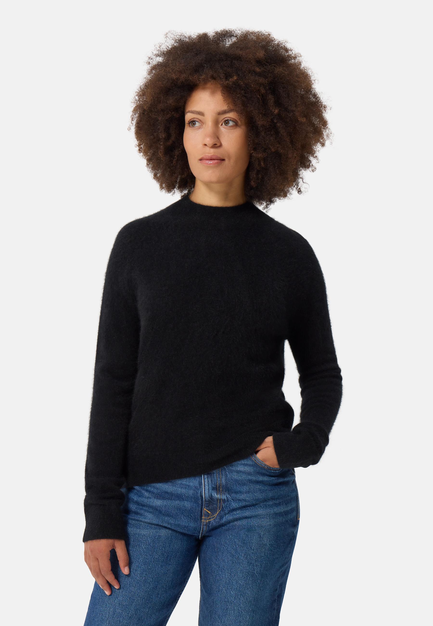 CASH-MERE.CH Brushed Kaschmir Pullover mit kurzem Stehkragen