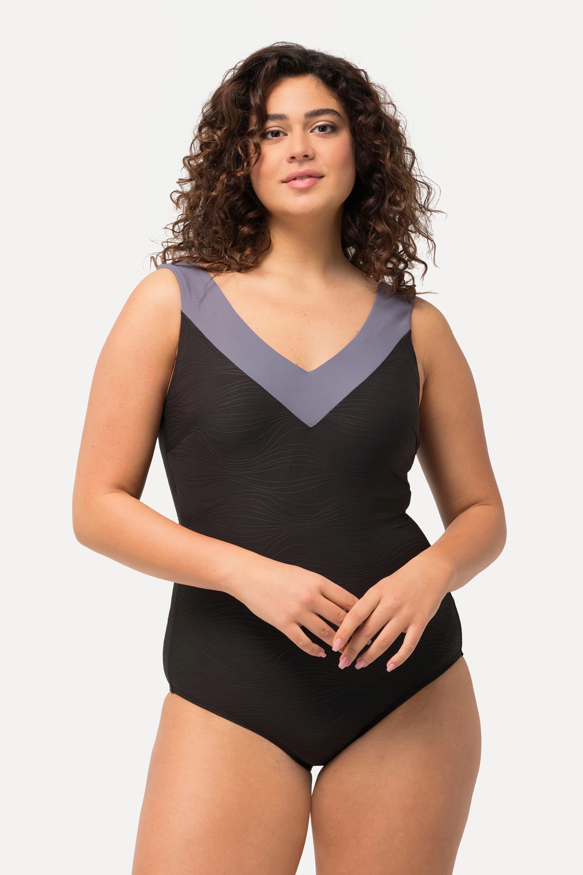 Ulla Popken Badeanzug, Struktur, Softcups, gekreuzte Rückenträger