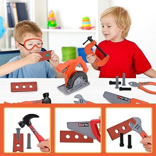 Activity-board Werkzeugset für Kleinkinder mit Kinderwerkzeuggürtel, Kinderspielzeug mit Kreissäge & Winkelschleifer, Werkzeugset Baukasten Spielwerkzeug
