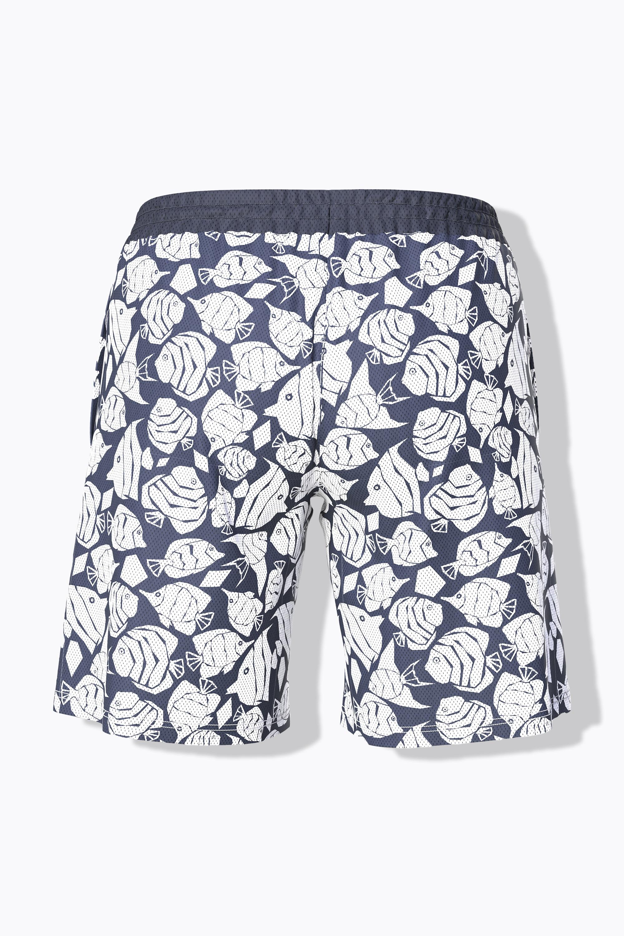 Ulla Popken Aktiv-Shorts, Mesh, Fische, weites Bein, Elastikbund