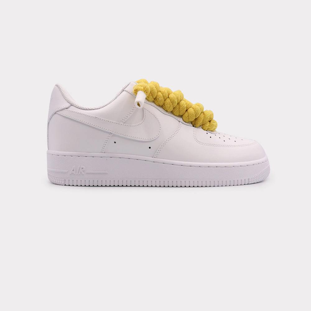 NIKE Air Force 1 White - Rope Lace Yellow