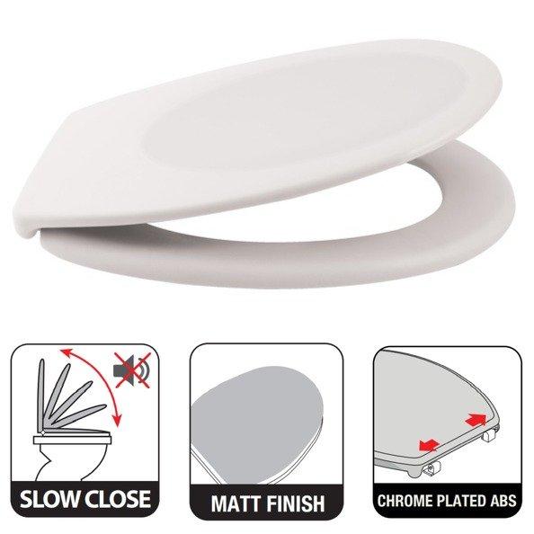spirella Toilettensitz Duroplast NEELA Mattweiß - Scharniere aus verchromtem ABS
