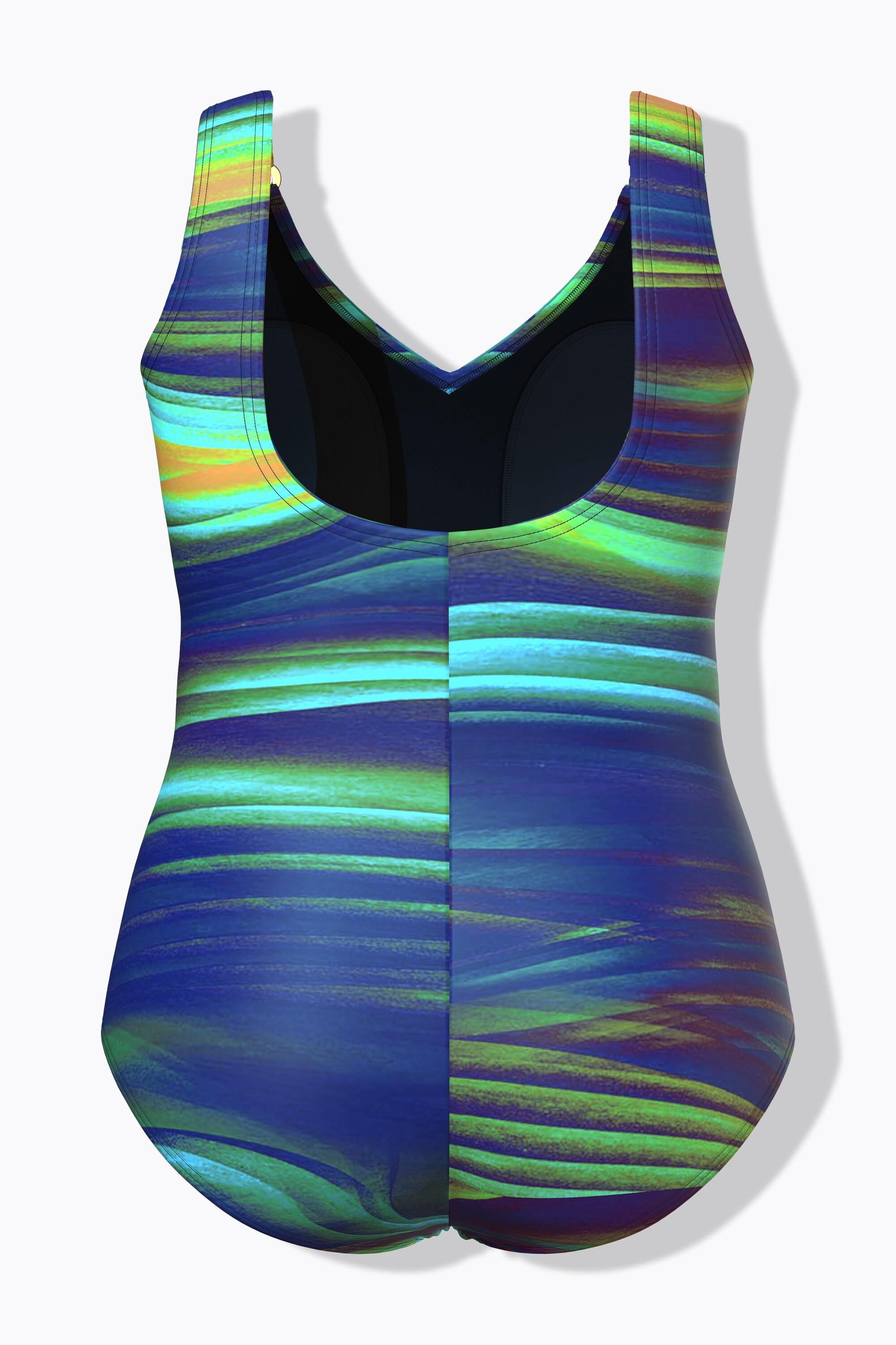 Ulla Popken Badeanzug, Raffung, Softcups, recycelt