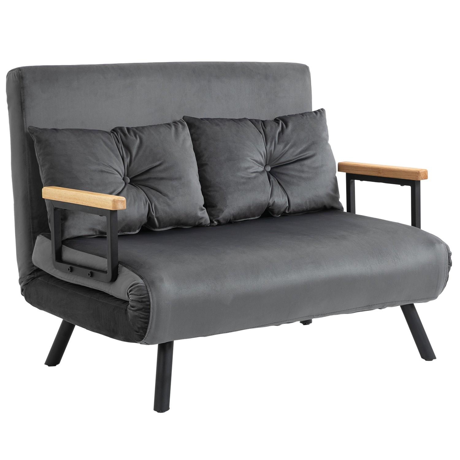 Northio Schlafsofa Mit Bettkasten Couch Mit Schlaffunktion Schlafcouch Mit Samtoptik Rückenkissen Dunkelgrau 102 X 73 X 81 Cm
