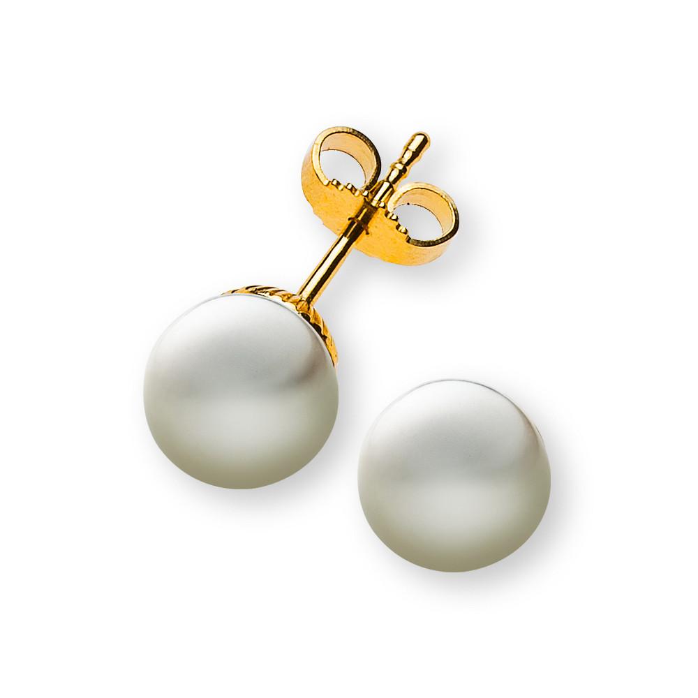 MUAU Schmuck Perlohrringe Gelbgold 750 Süsswasserperle 7.5-8mm